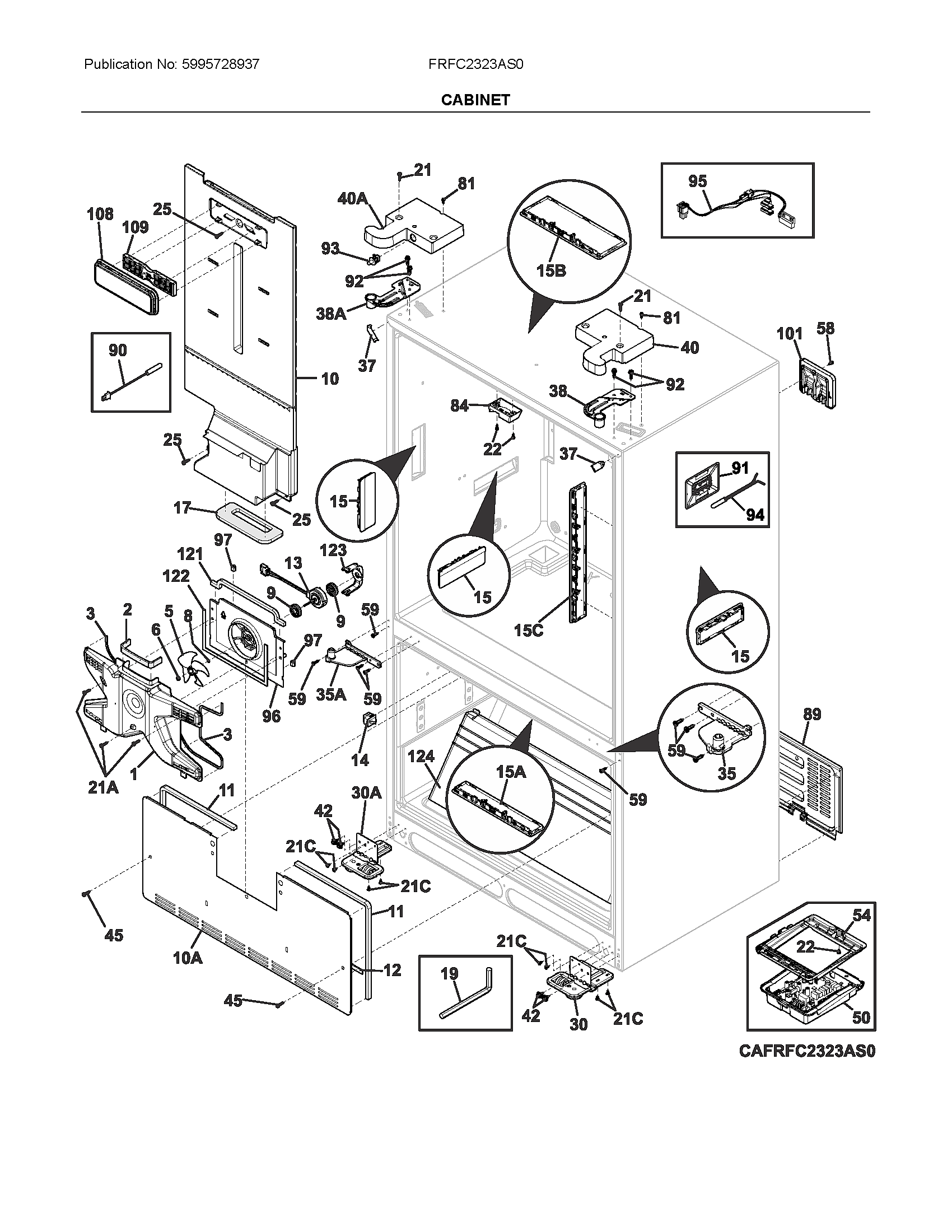 Frigidaire FRFC2323AS0 cabinet diagram