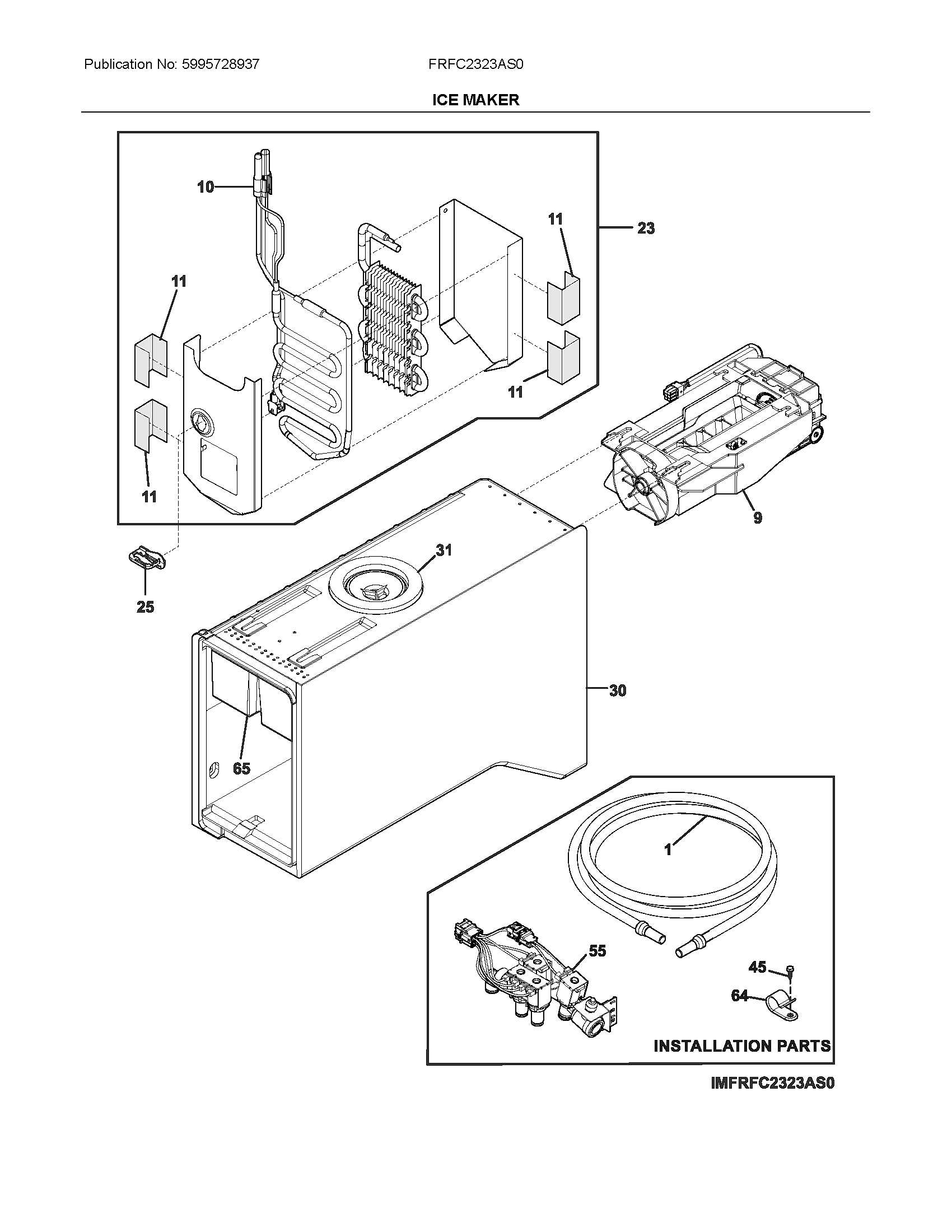 Frigidaire FRFC2323AS0 ice maker diagram
