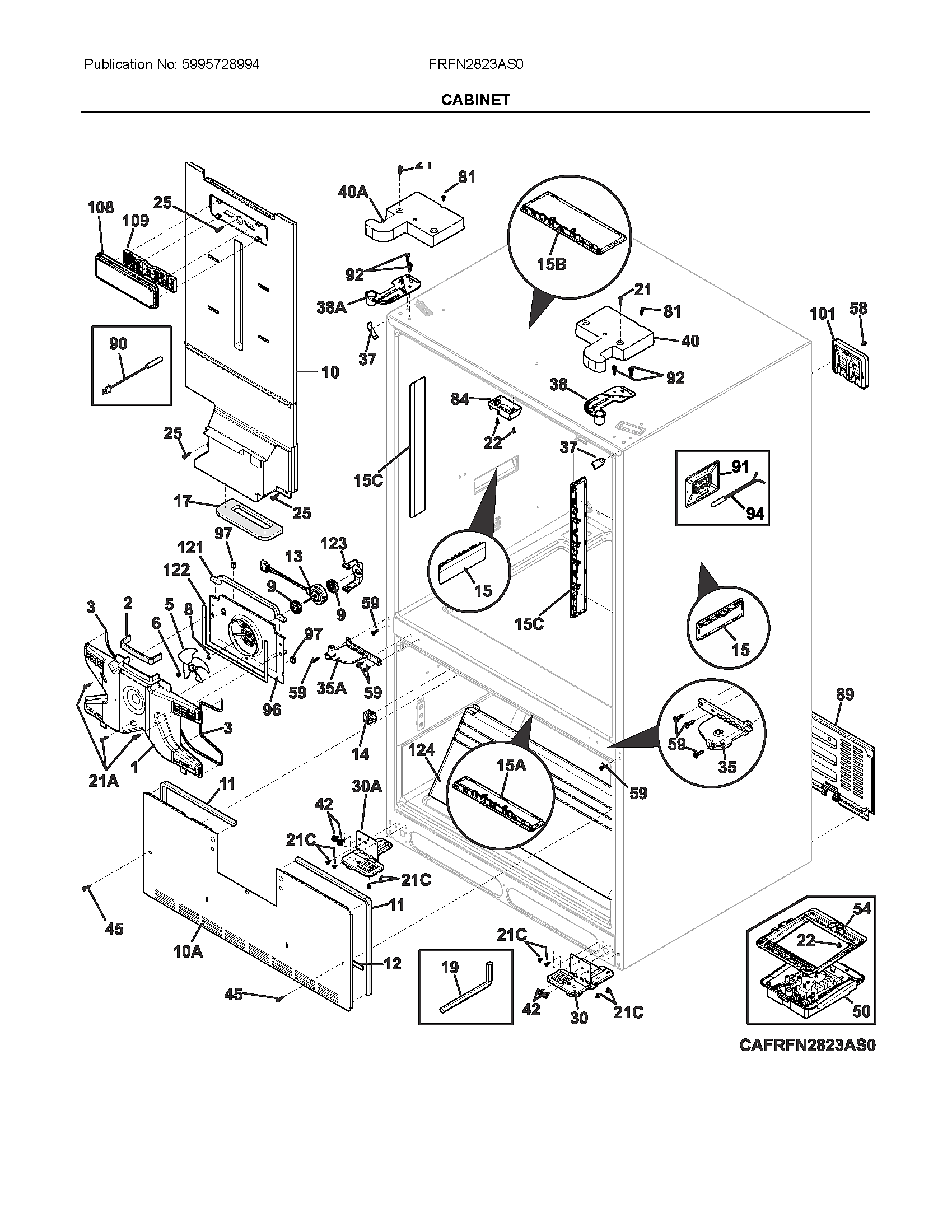 Frigidaire FRFN2823AS0 cabinet diagram
