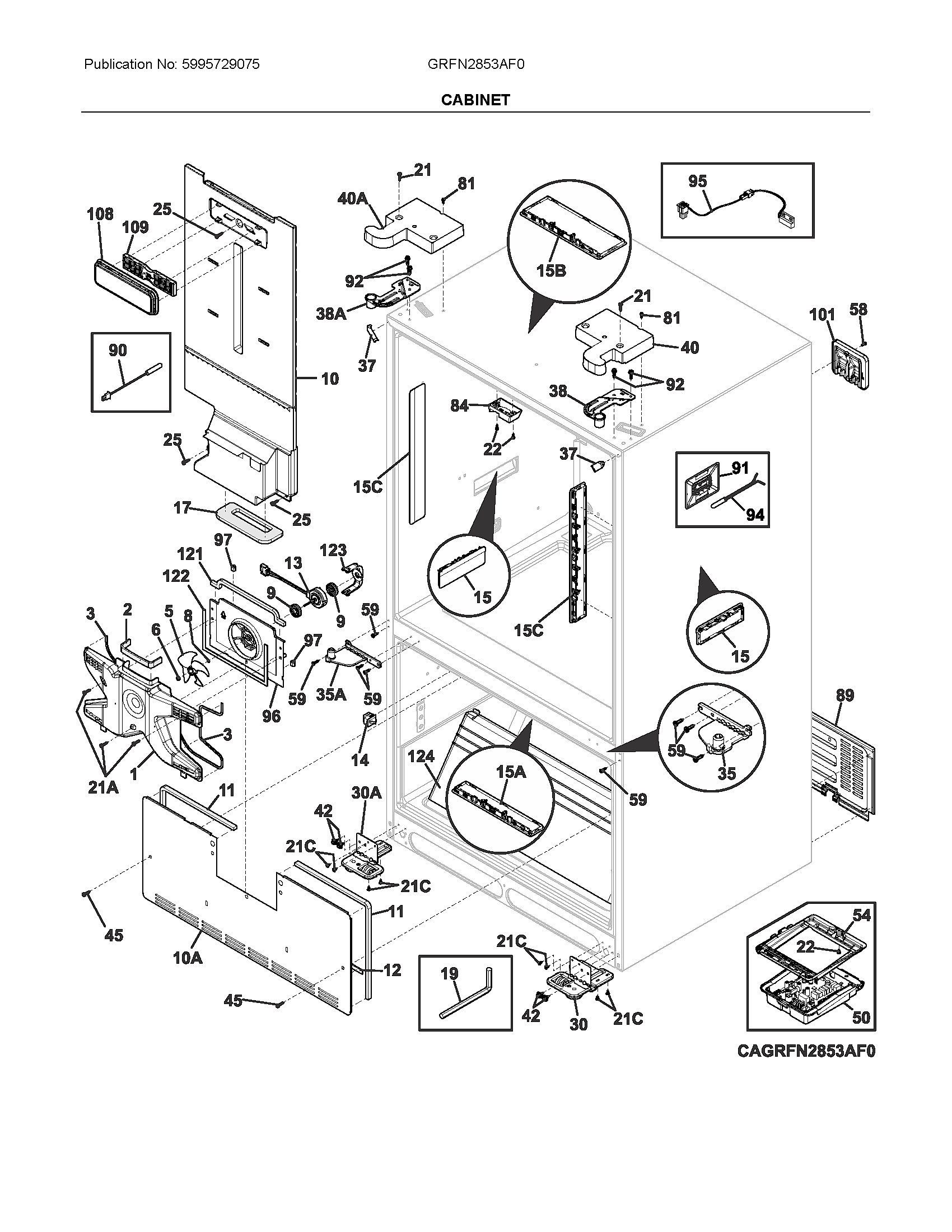 Frigidaire GRFN2853AF0 cabinet diagram