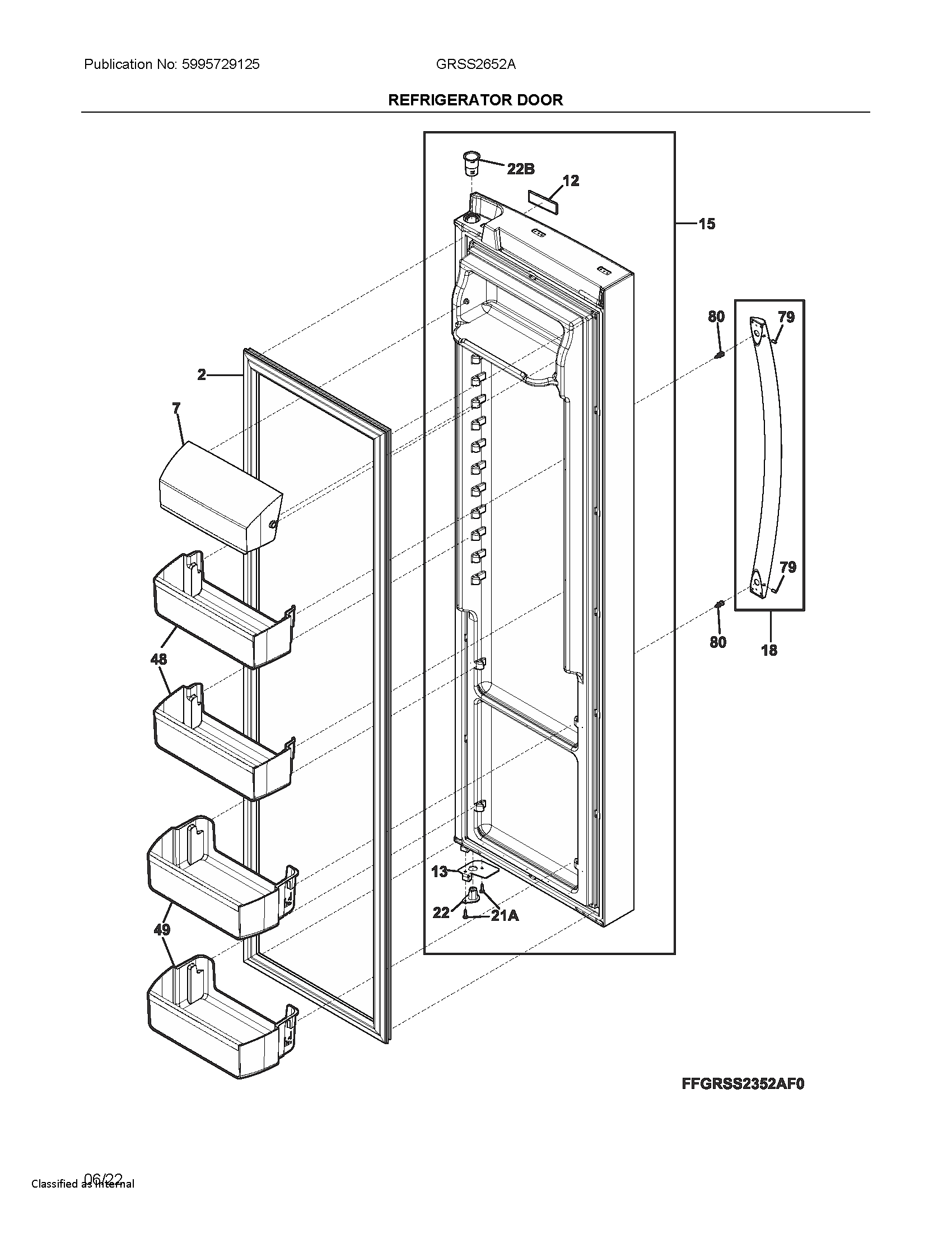 Frigidaire GRSS2652AF0 refrigerator door diagram