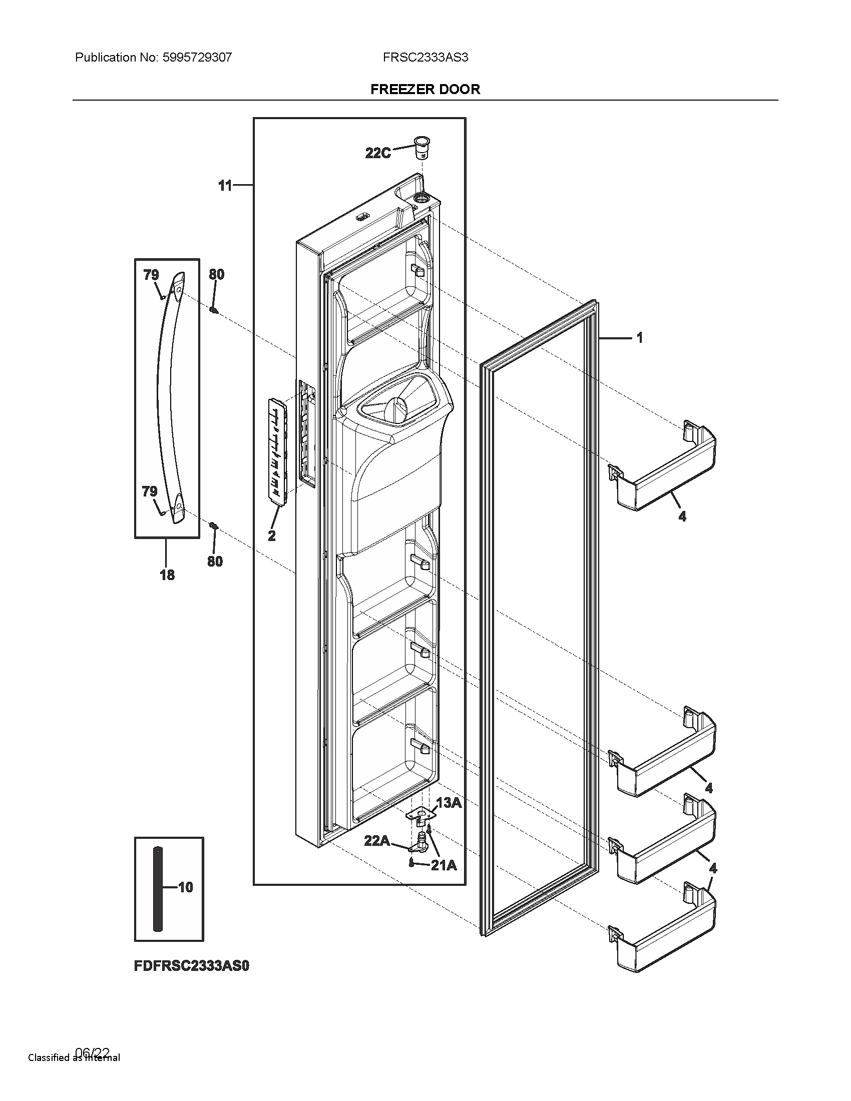 Frigidaire FRSC2333AS3 freezer door diagram
