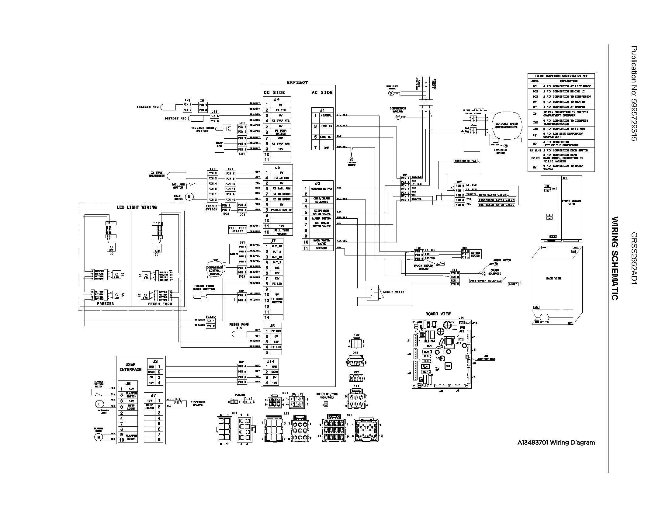 Frigidaire GRSS2652AD1 wiring schematic diagram