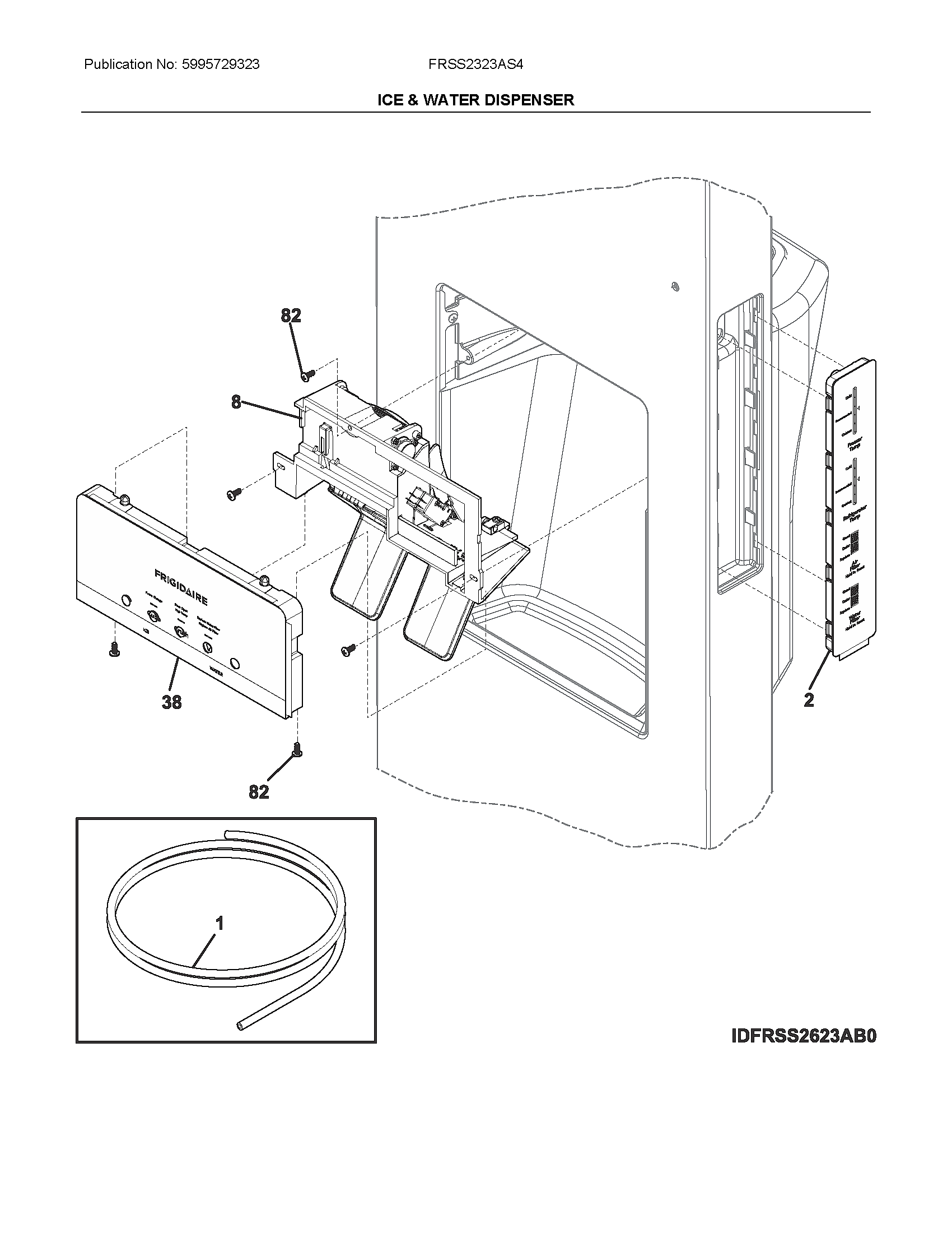 Frigidaire FRSS2323AS4 ice & water dispenser diagram