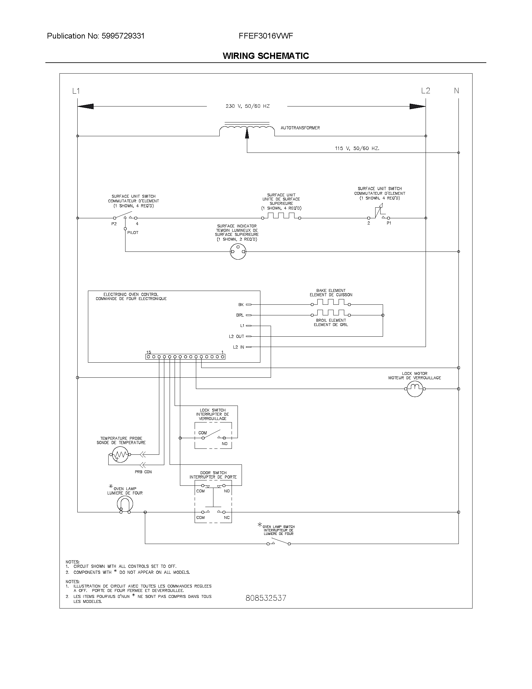 Frigidaire FFEF3016VWF wiring schematic diagram