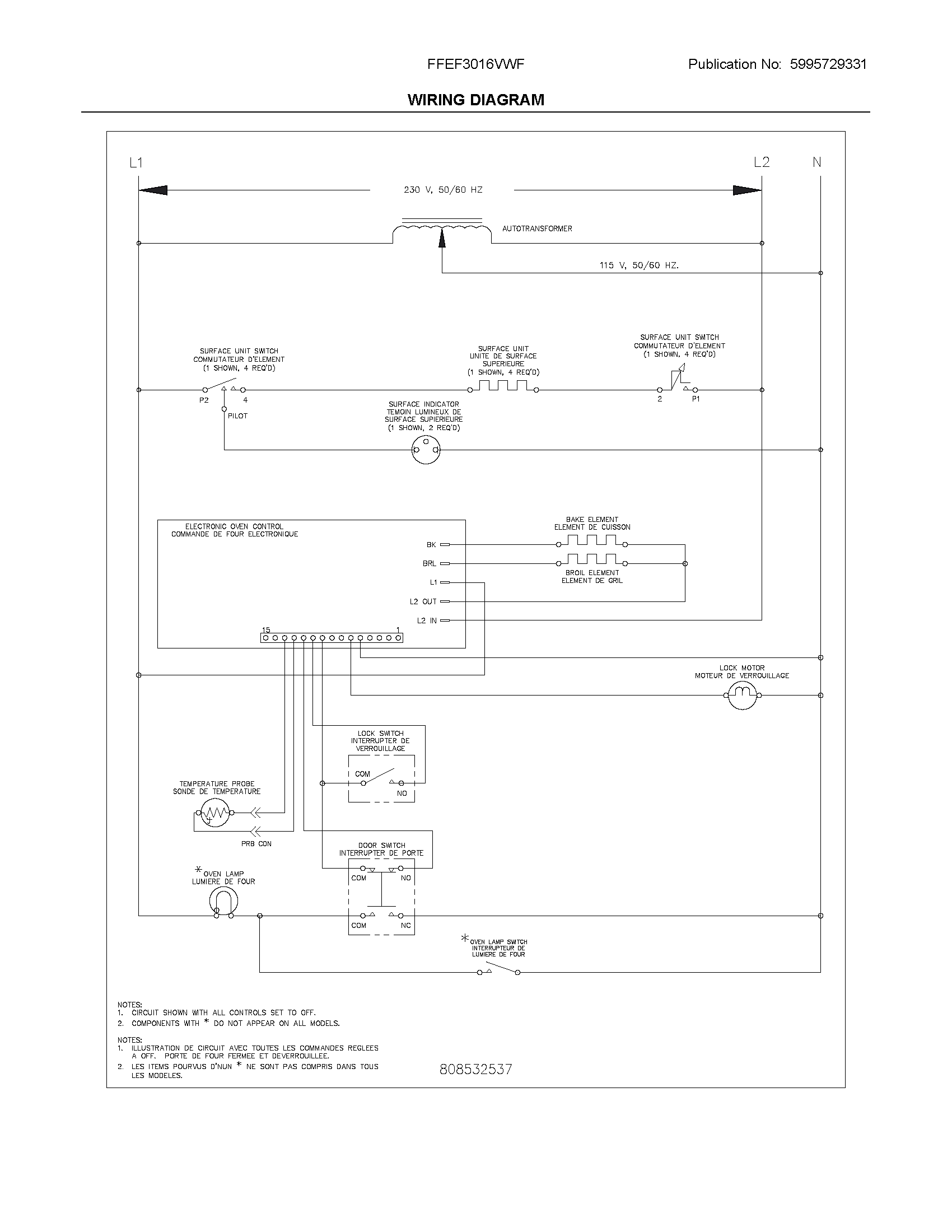 Frigidaire FFEF3016VWF wiring diagram diagram