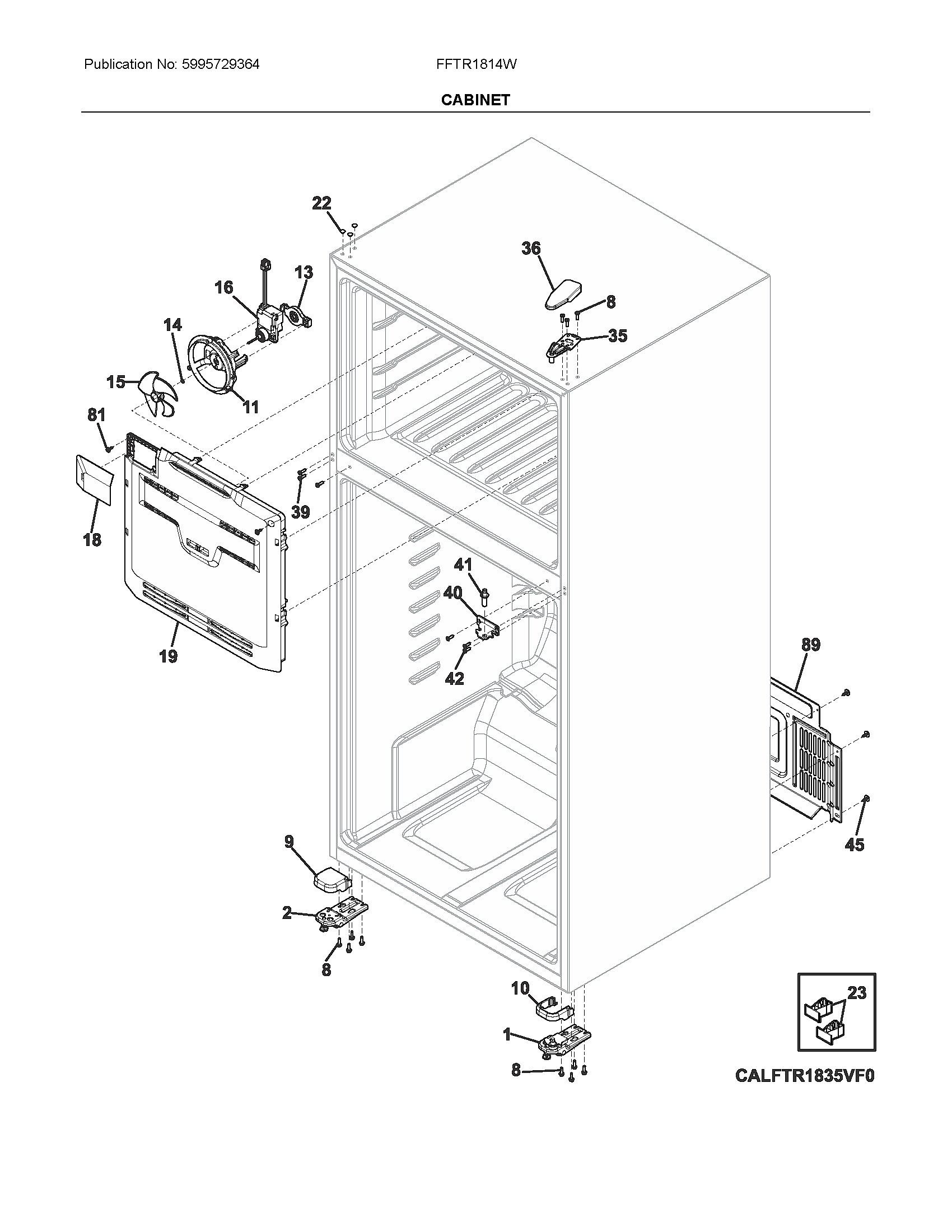 Frigidaire FFTR1814WB0 cabinet diagram