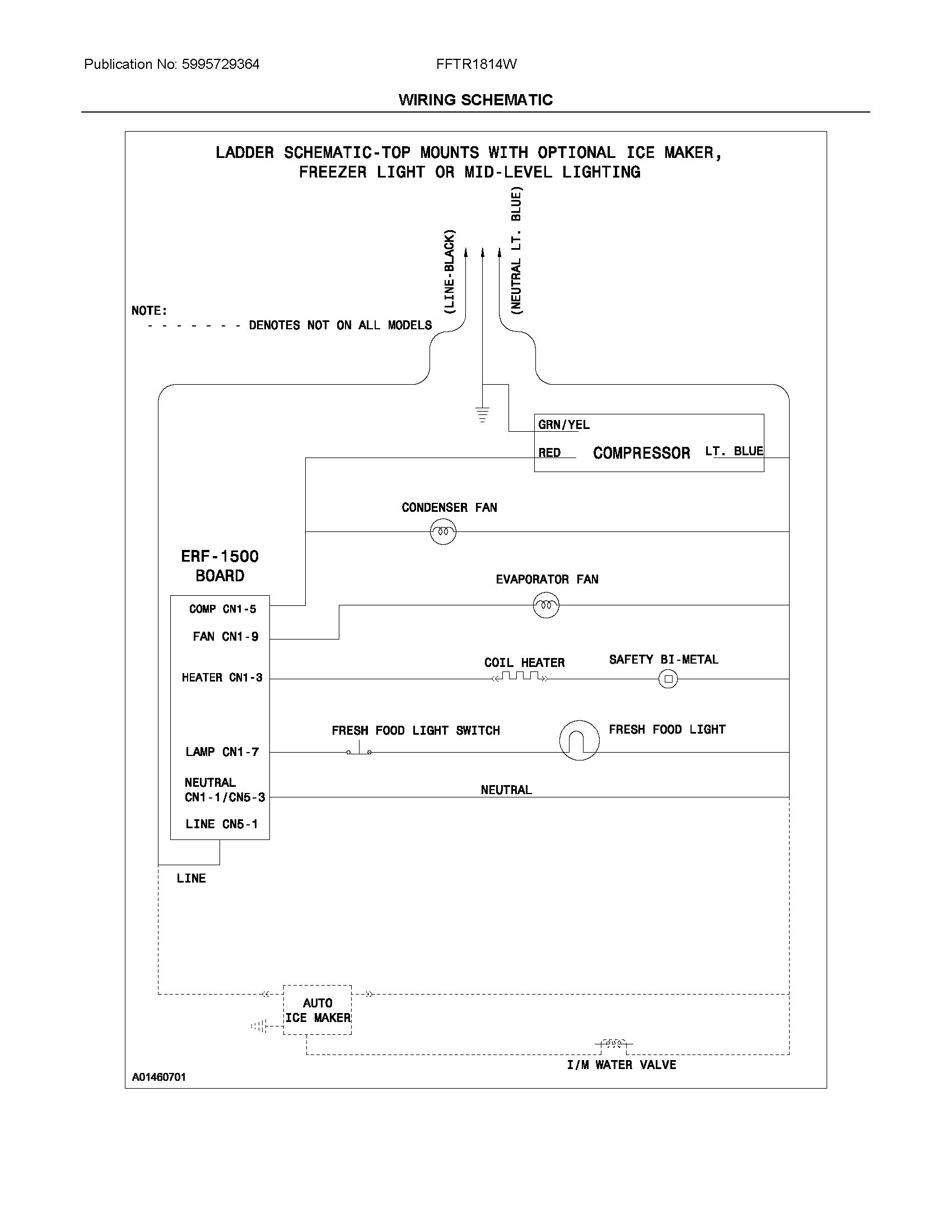 Frigidaire FFTR1814WB0 wiring schematic diagram