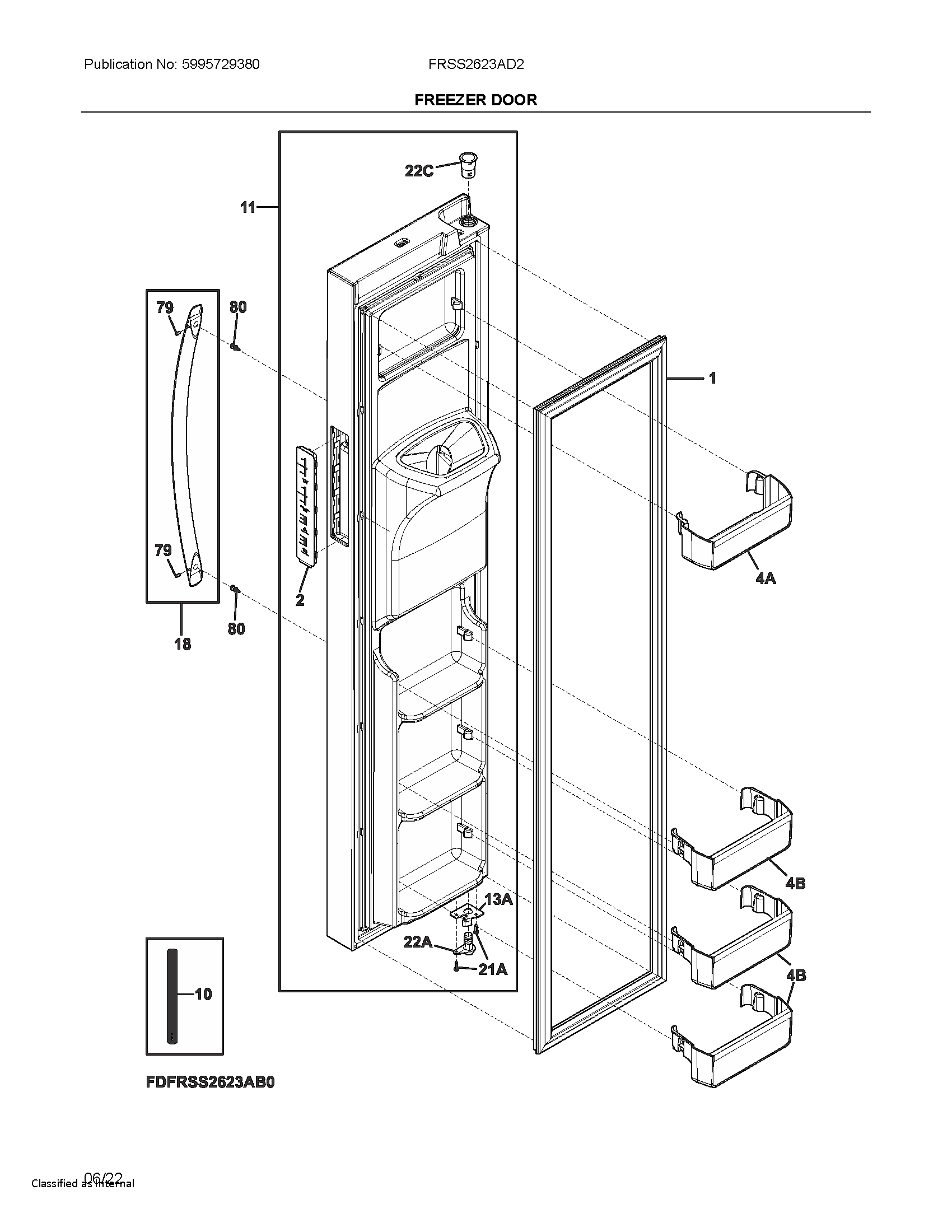 Frigidaire FRSS2623AD2 freezer door diagram