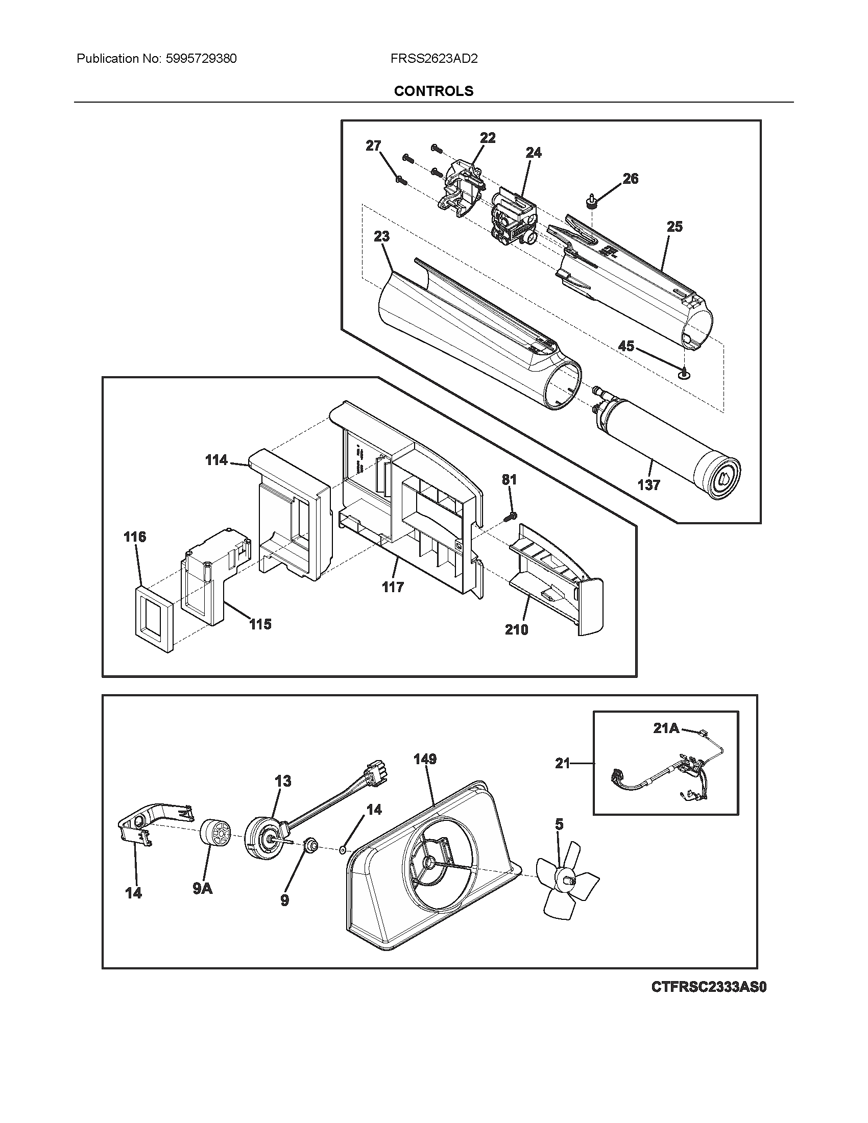 Frigidaire FRSS2623AD2 controls diagram
