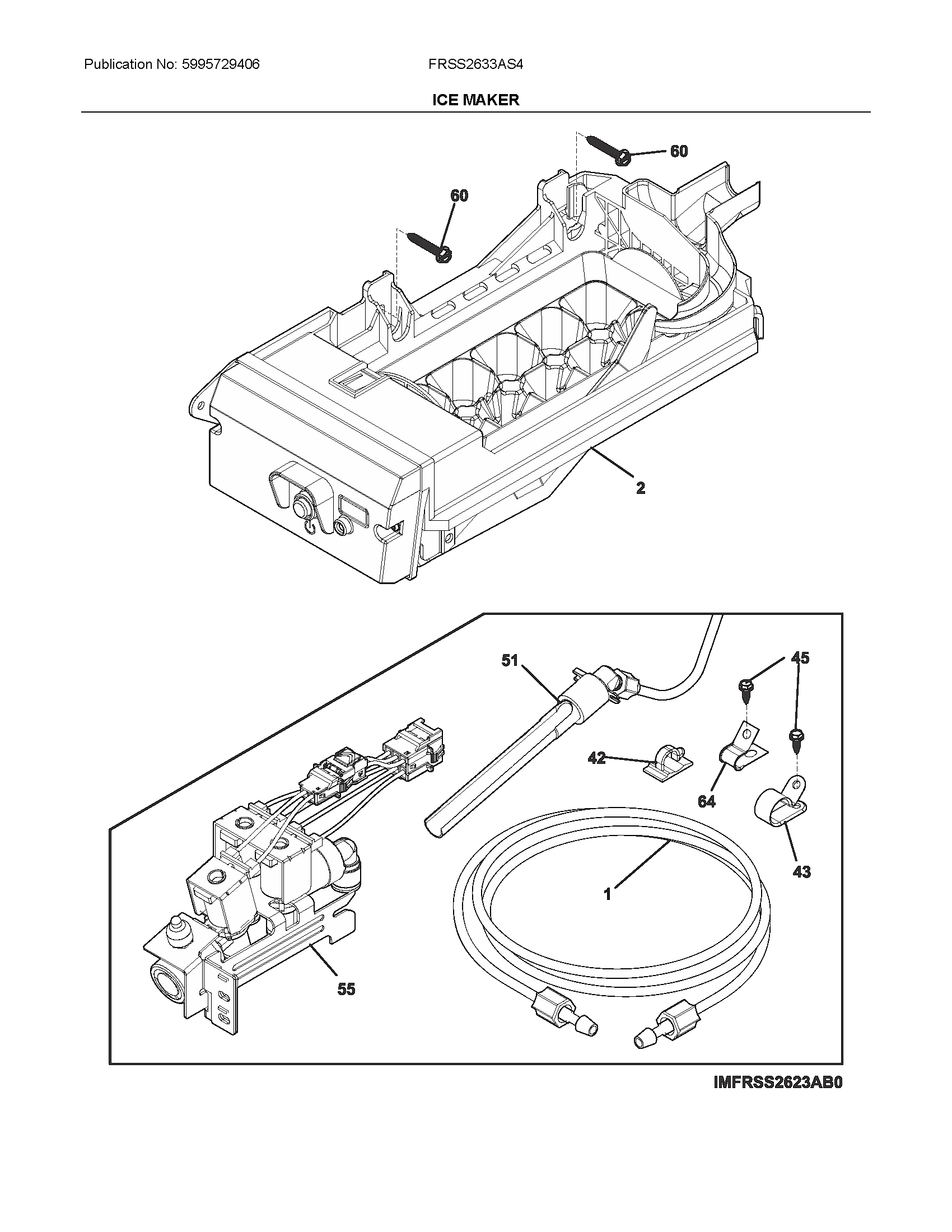 Frigidaire FRSS2633AS4 ice maker diagram