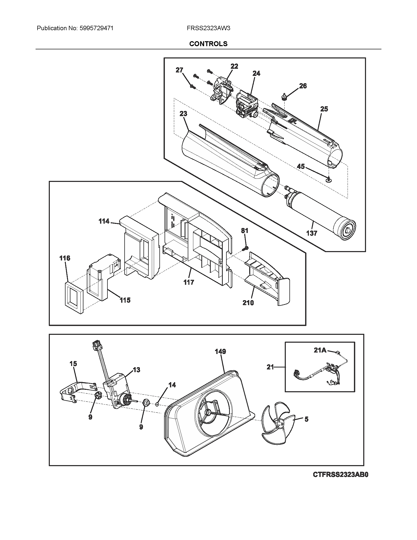 Frigidaire FRSS2323AW3 controls diagram