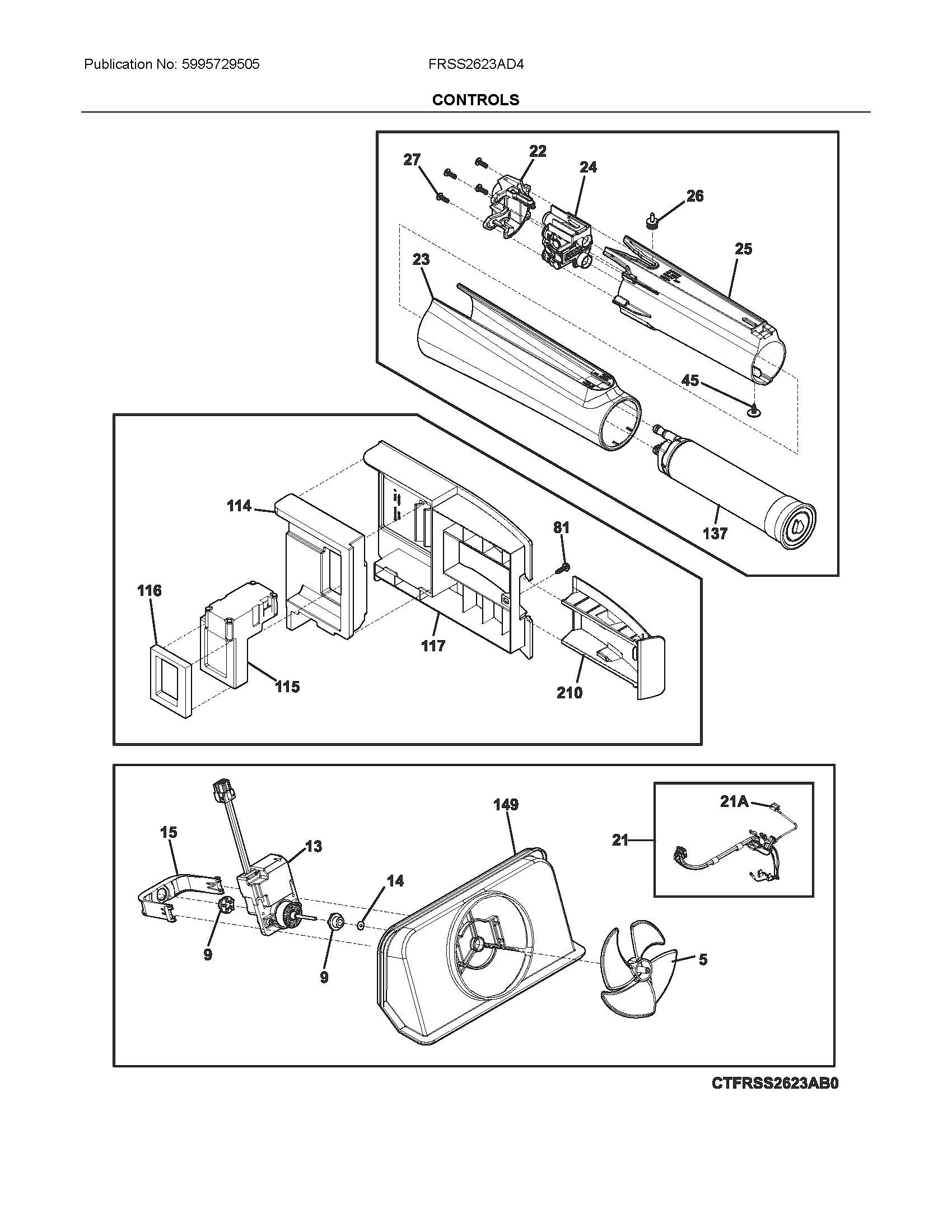 Frigidaire FRSS2623AD4 controls diagram