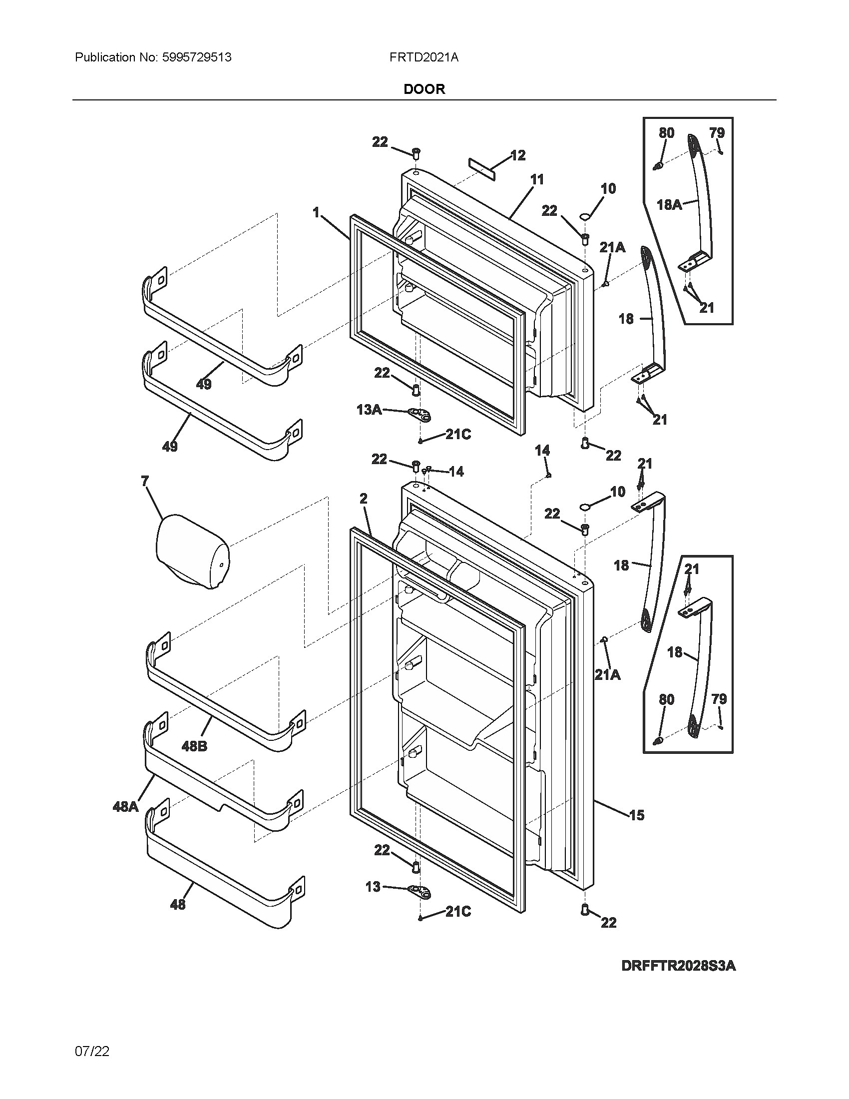 Frigidaire FRTD2021AW0 doors diagram