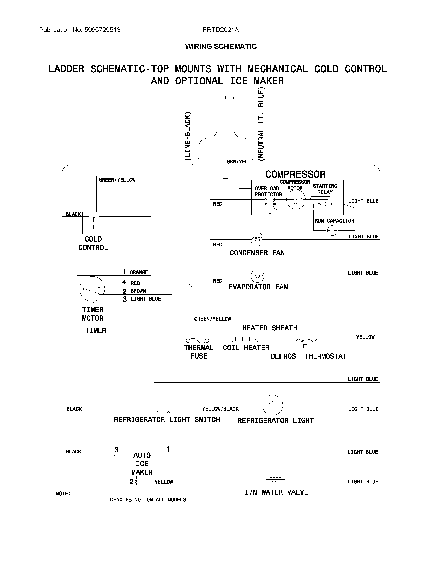 Frigidaire FRTD2021AW0 wiring schematic diagram
