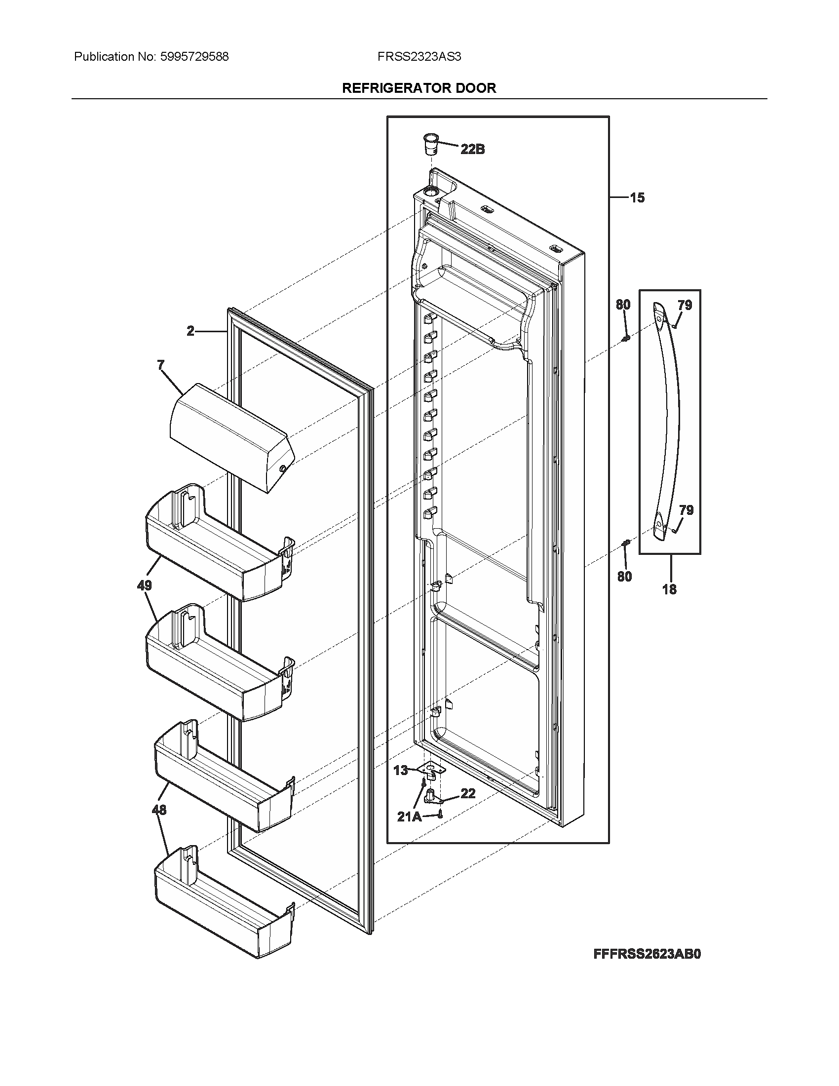 Frigidaire FRSS2323AS3 refrigerator door diagram