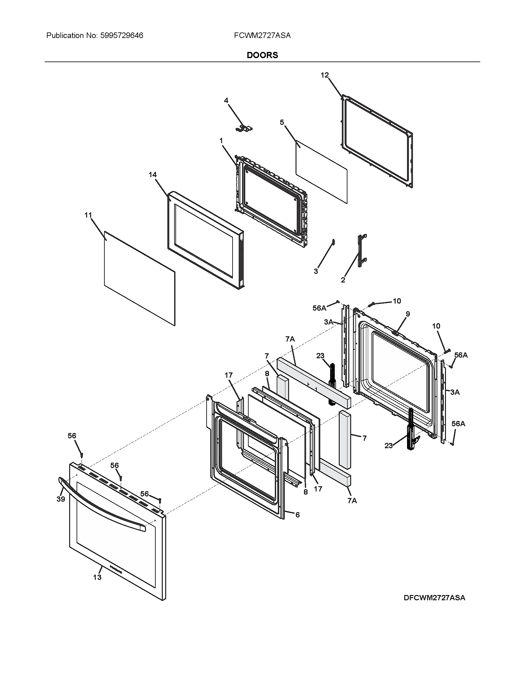 Frigidaire FCWM2727ASA doors diagram