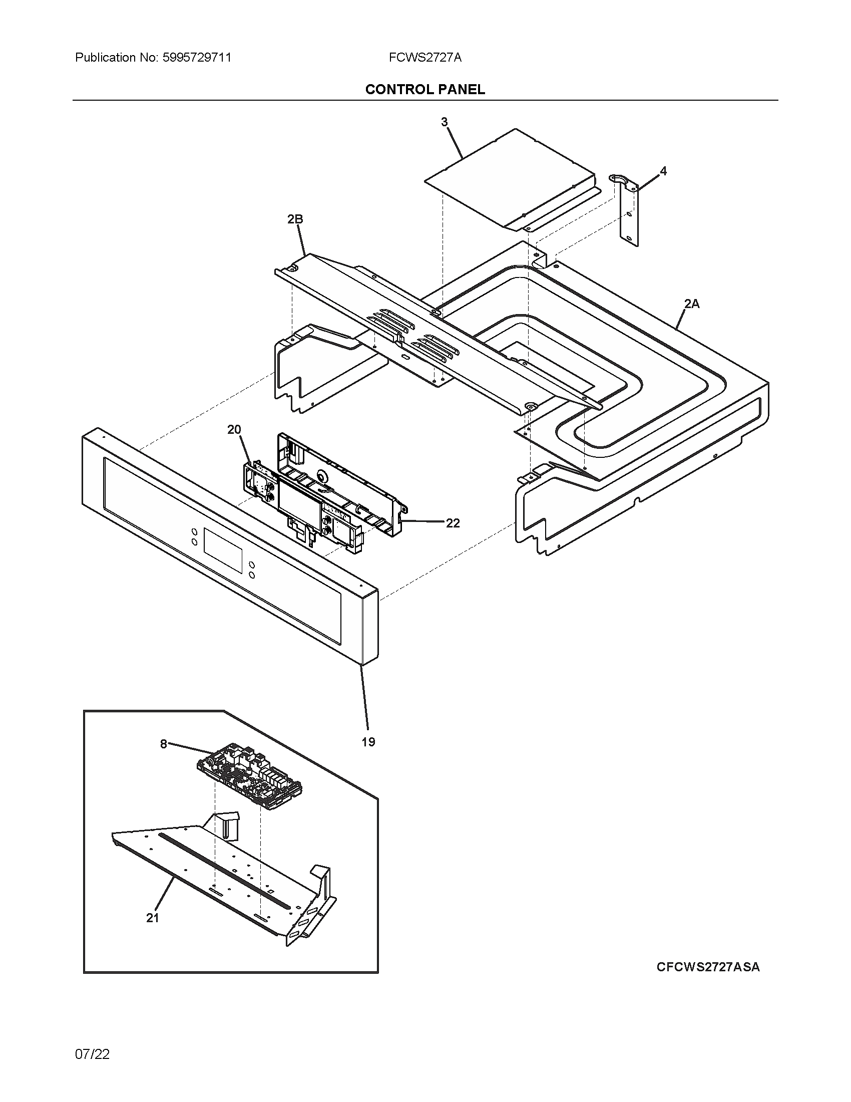 Frigidaire FCWS2727ASA control panel diagram