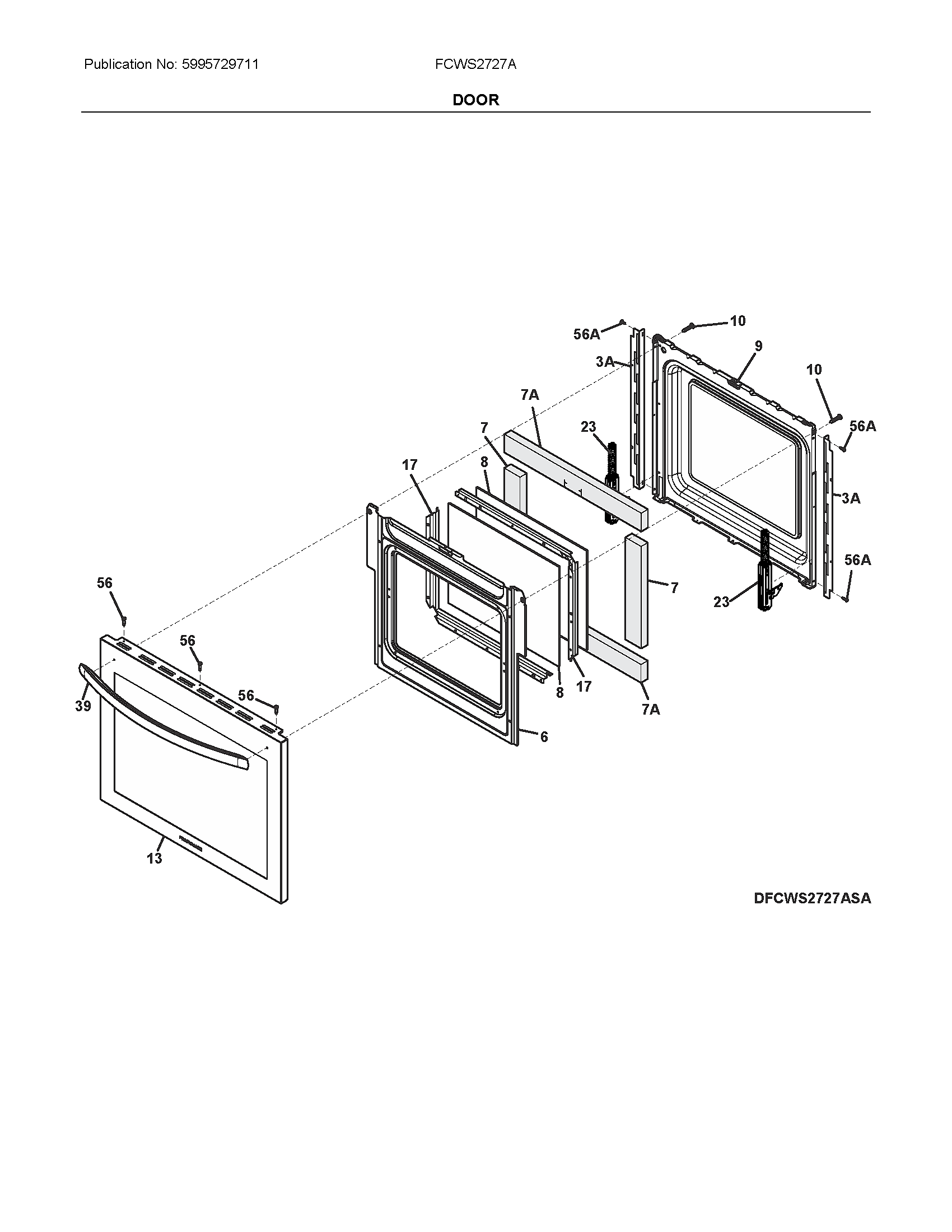 Frigidaire FCWS2727ASA door diagram