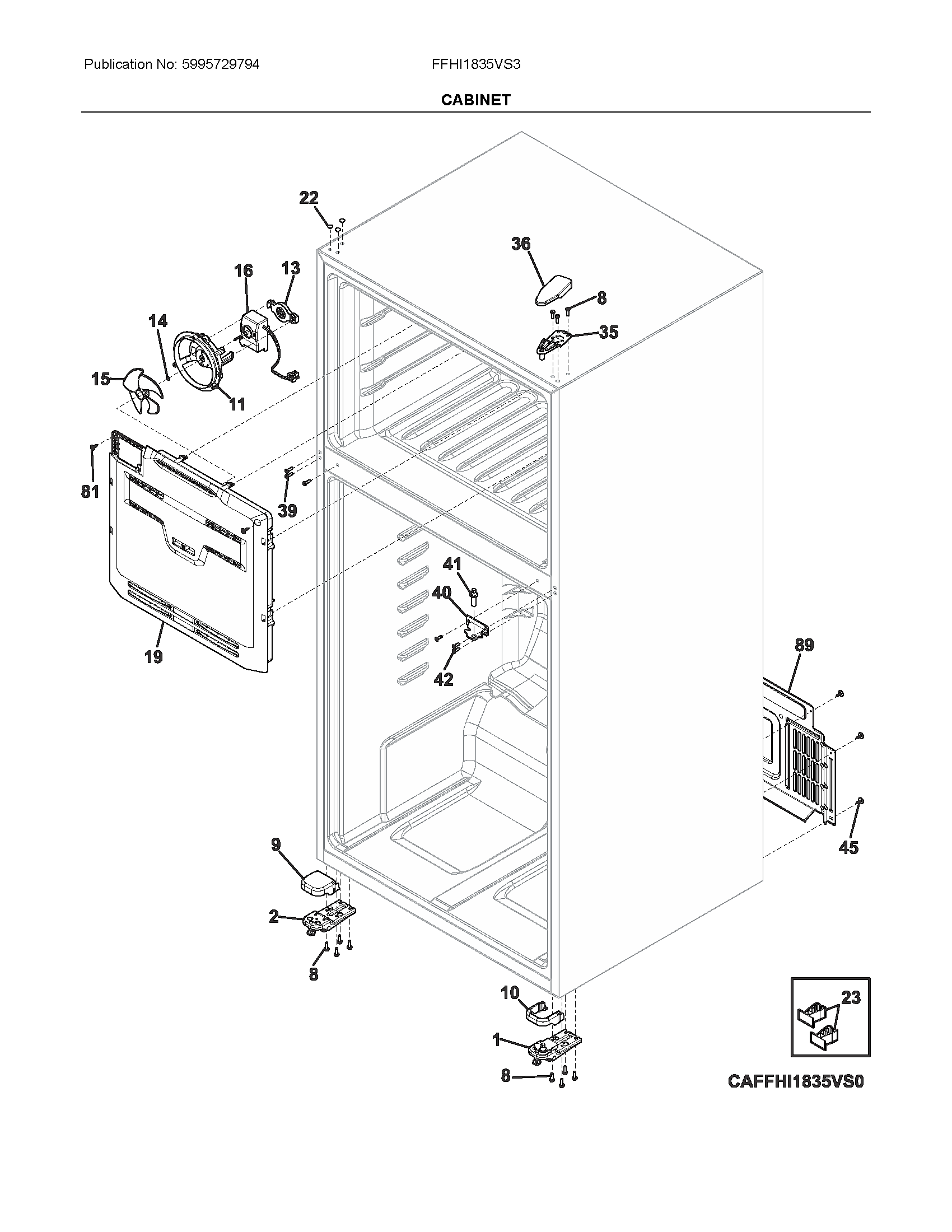 Frigidaire FFHI1835VS3 cabinet diagram