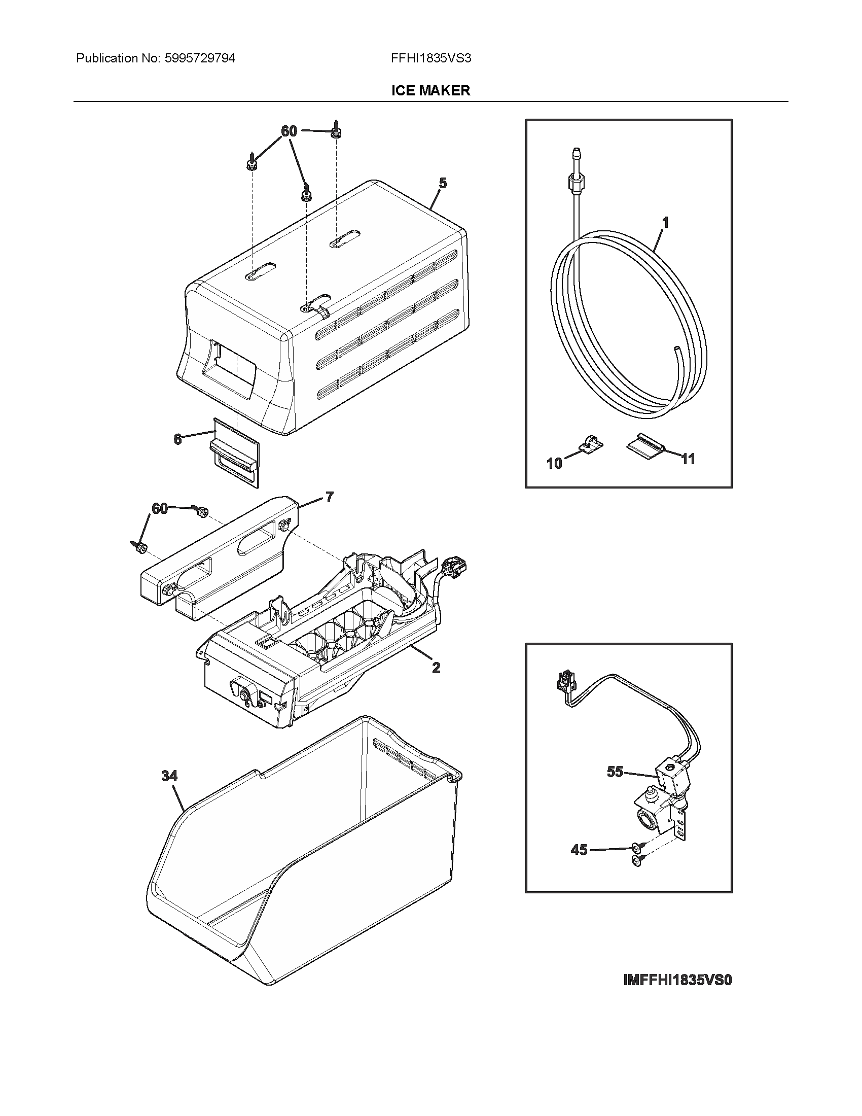 Frigidaire FFHI1835VS3 ice maker diagram