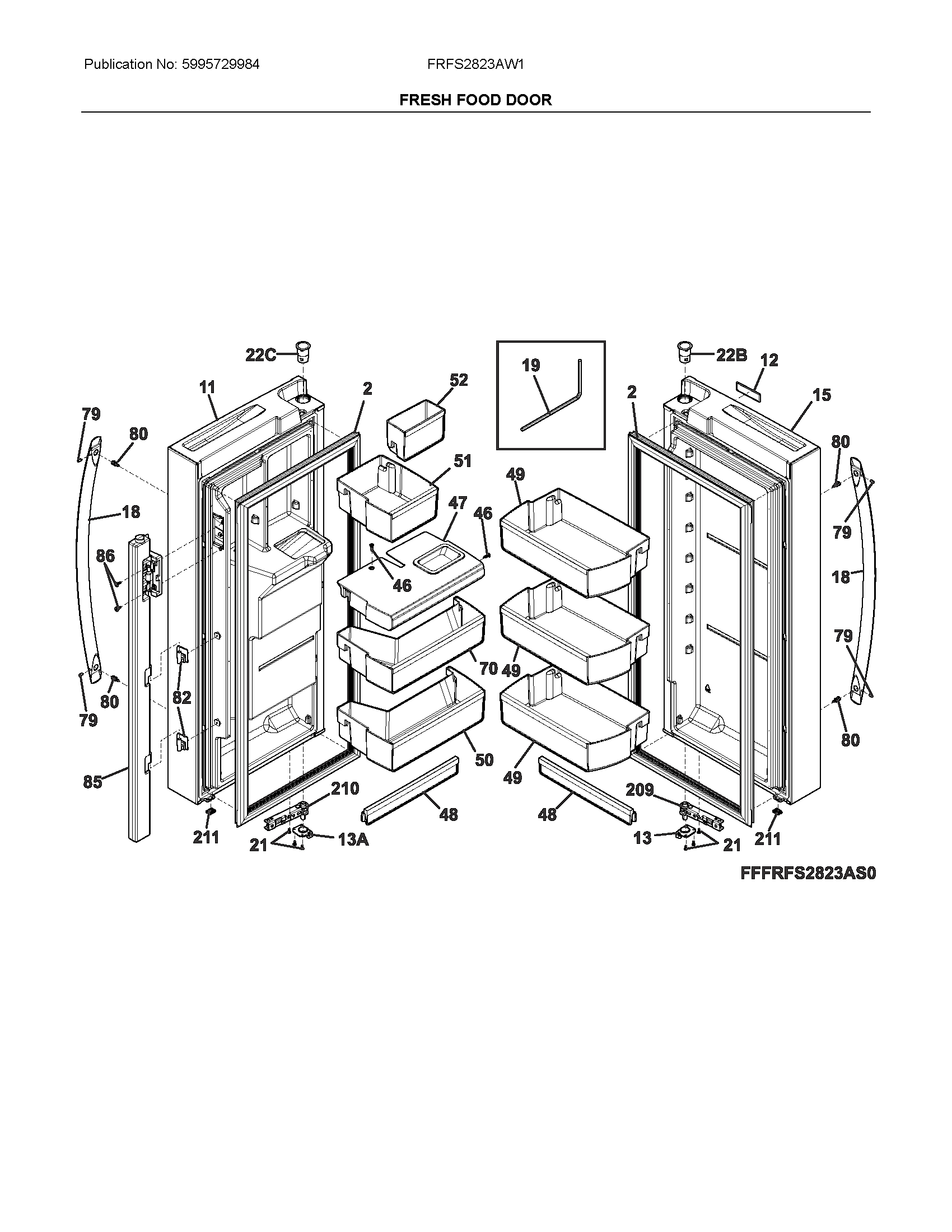 Frigidaire FRFS2823AW1 fresh food door diagram