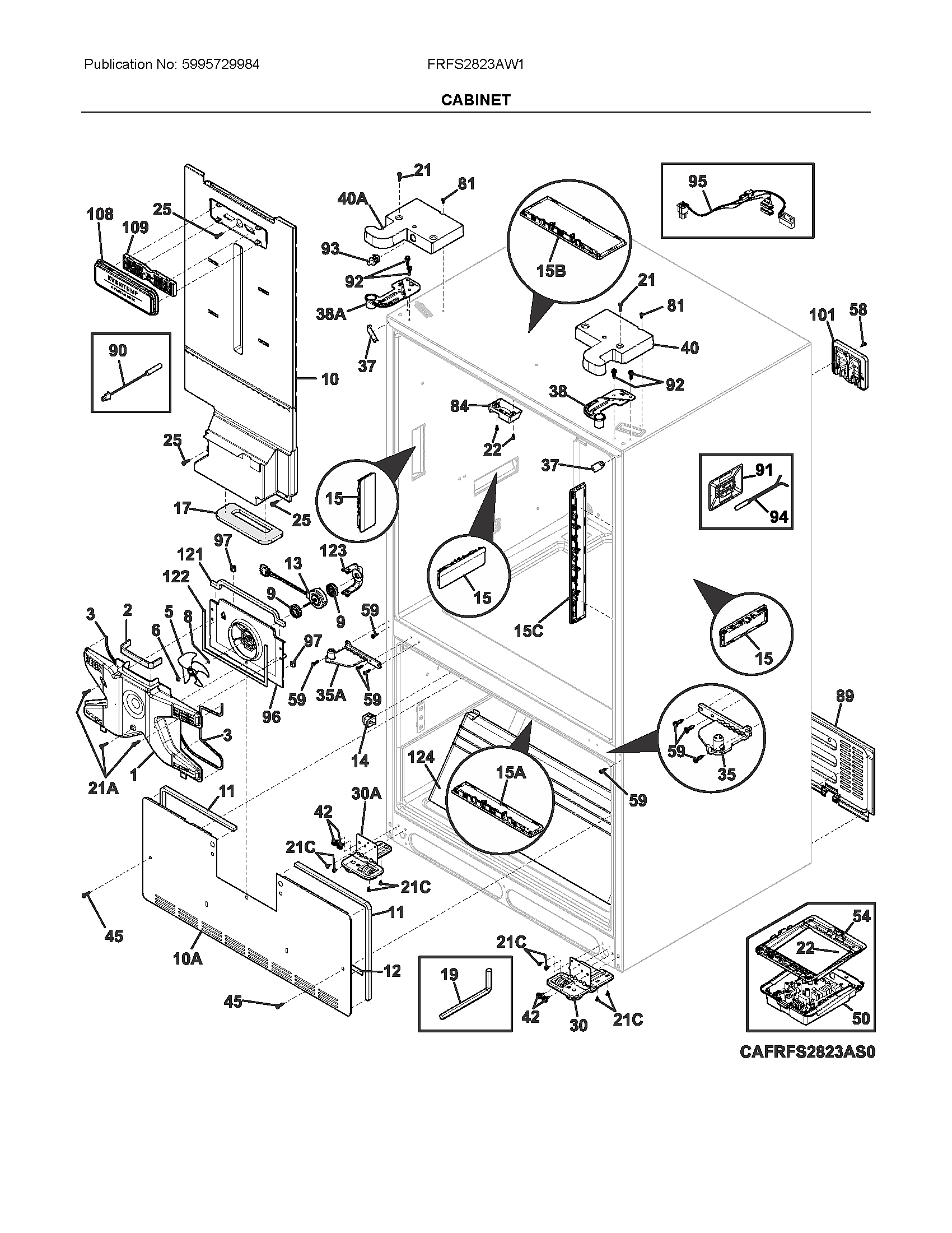 Frigidaire FRFS2823AW1 cabinet diagram