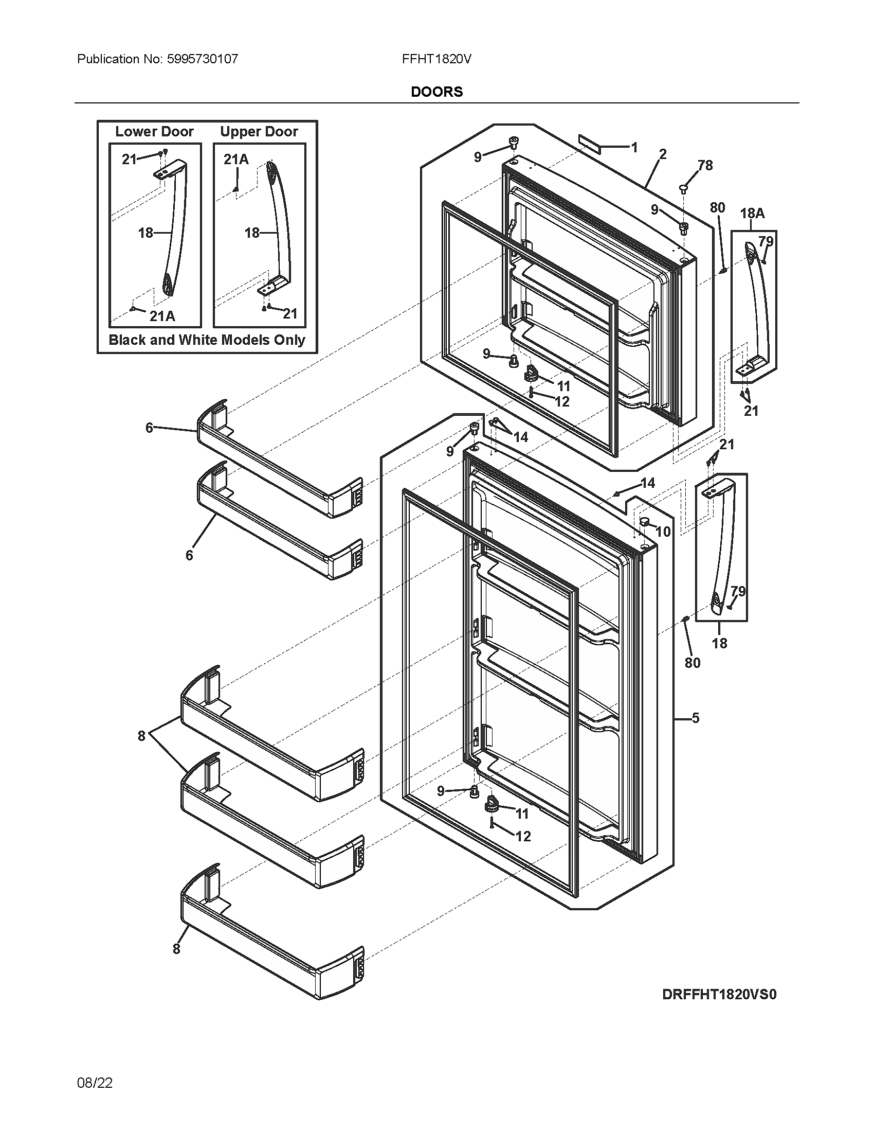 Frigidaire FFHT1820VS0 doors diagram
