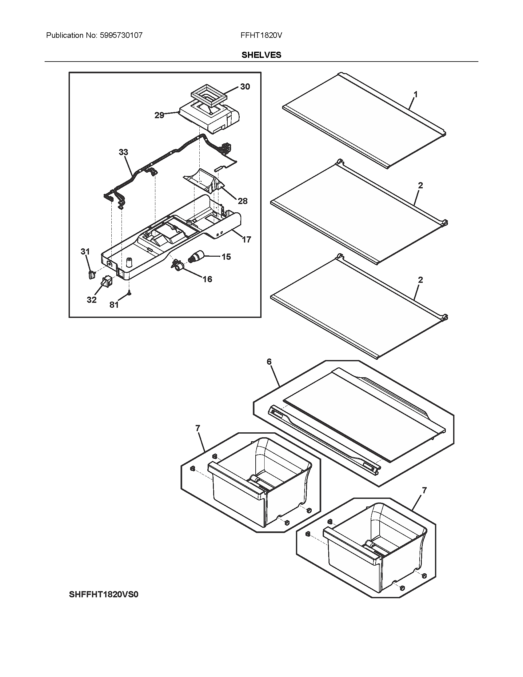 Frigidaire FFHT1820VS0 shelves diagram