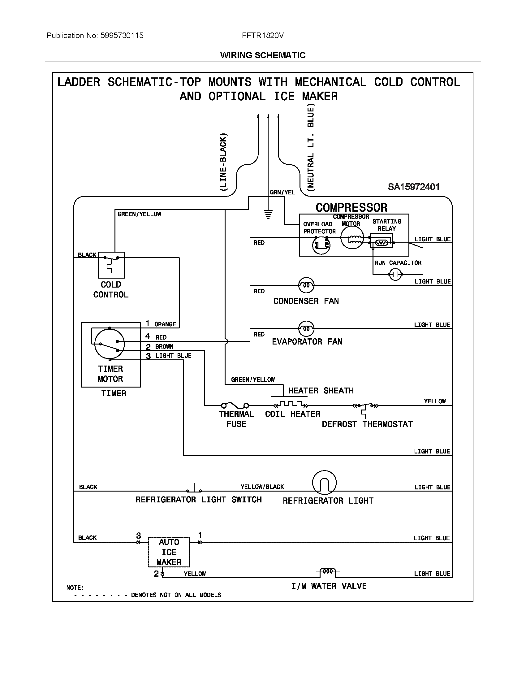 Frigidaire FFTR1820VW0 wiring schematic diagram