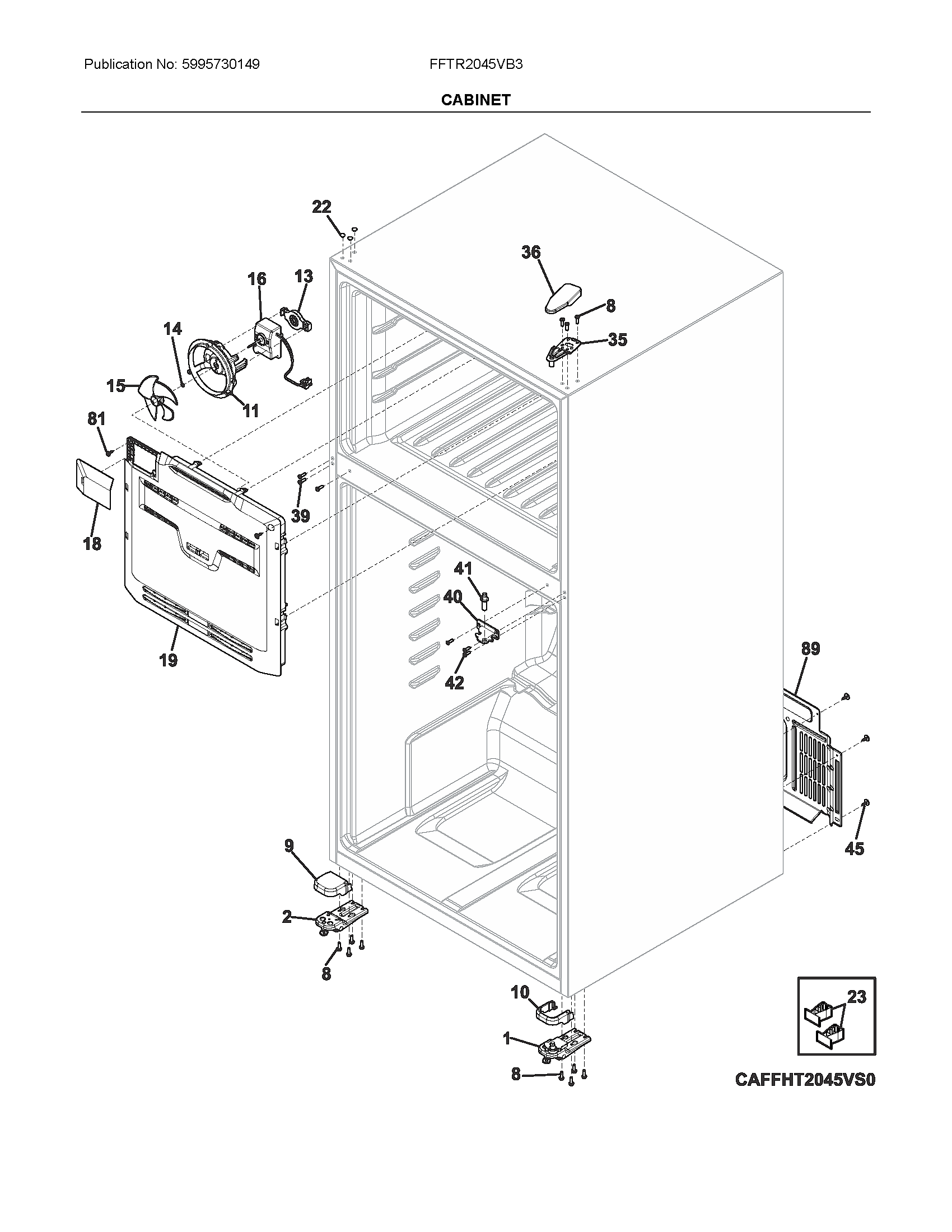 Frigidaire FFTR2045VB3 cabinet diagram