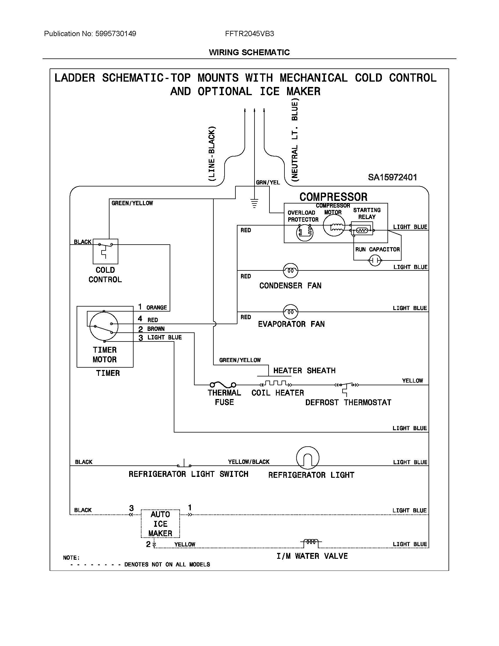 Frigidaire FFTR2045VB3 wiring schematic diagram