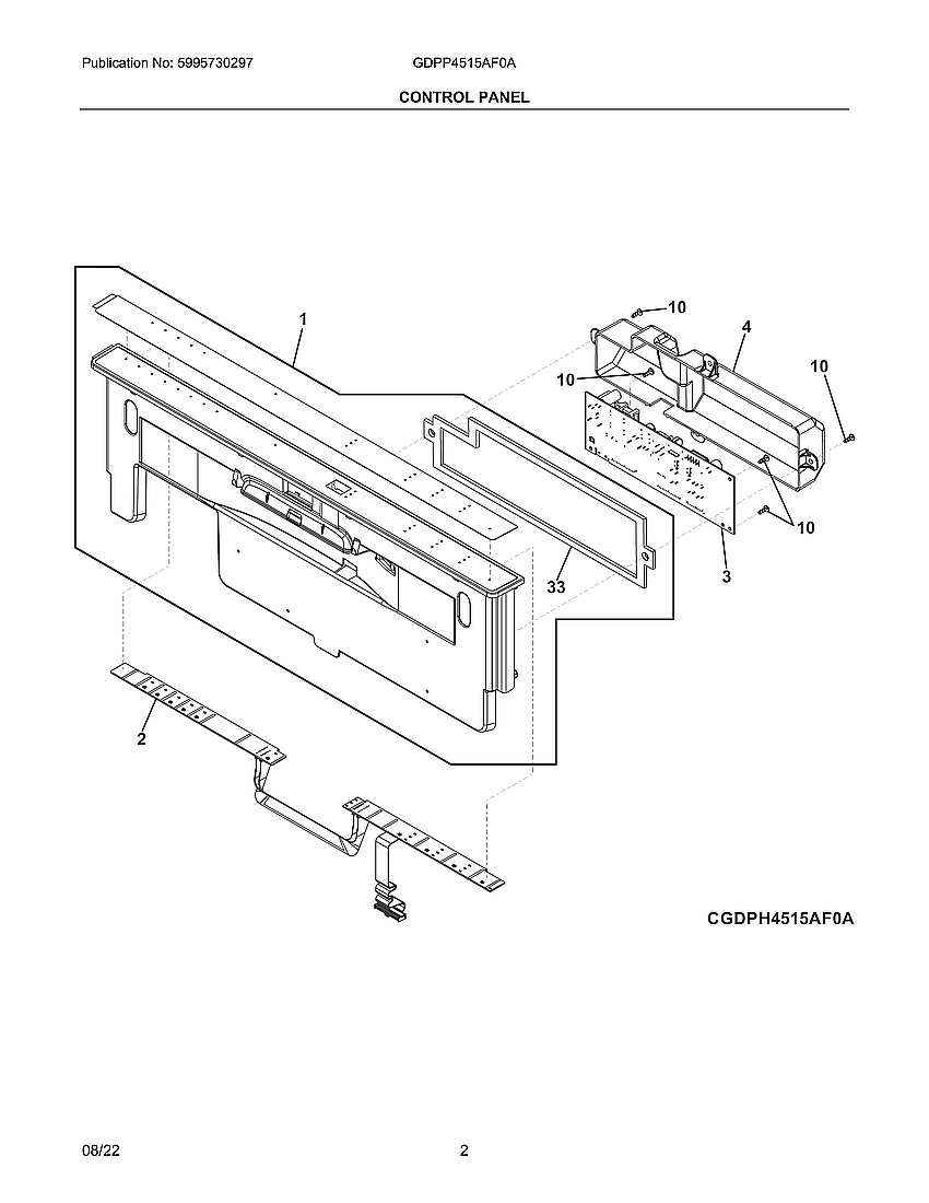 Frigidaire GDPP4515AF0A control panel diagram