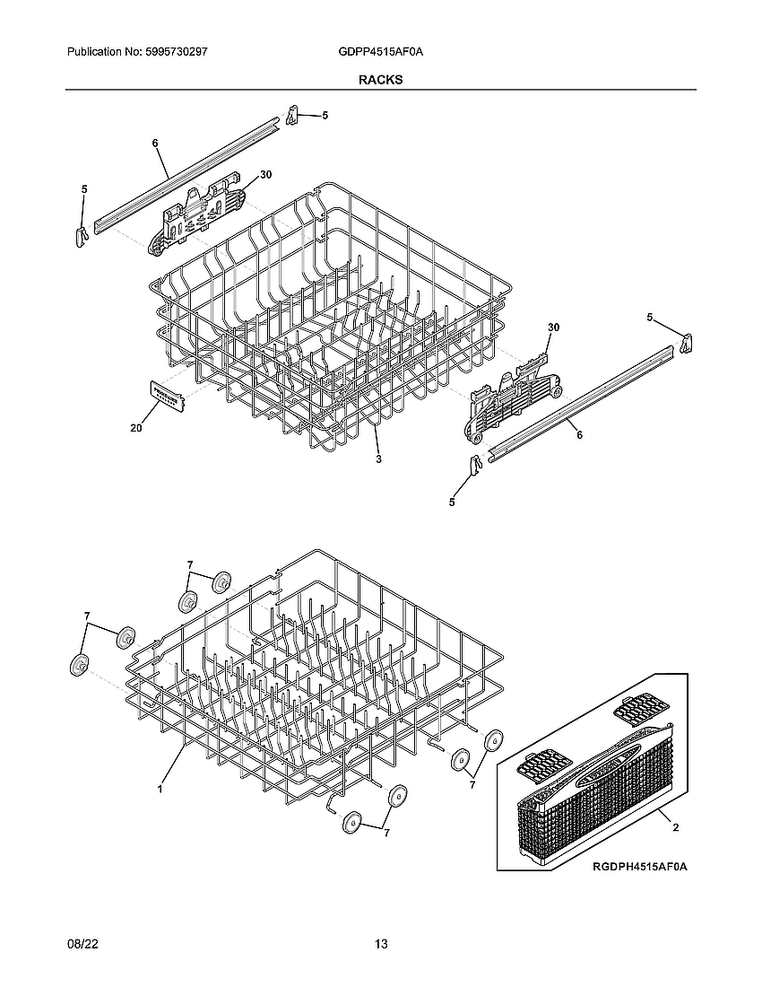 Frigidaire GDPP4515AF0A racks diagram