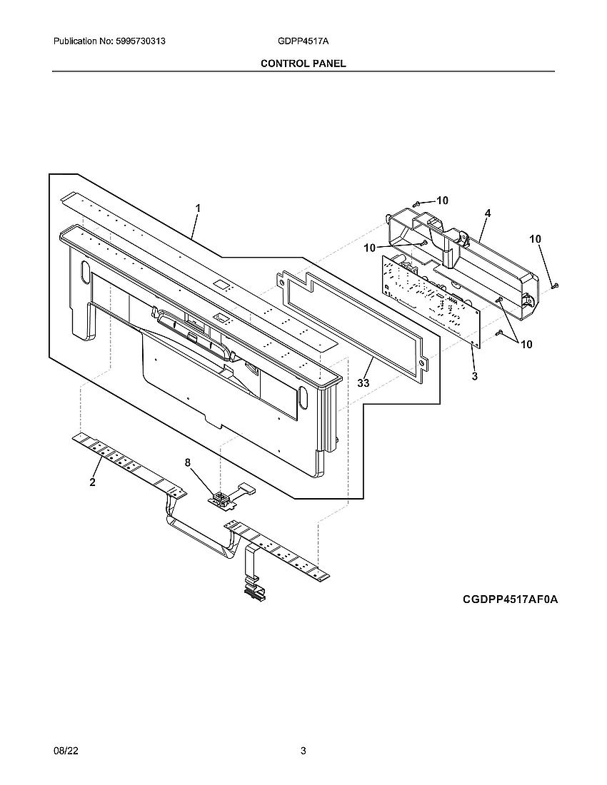 Frigidaire GDPP4517AF0A control panel diagram