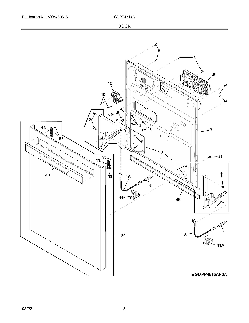 Frigidaire GDPP4517AF0A door diagram