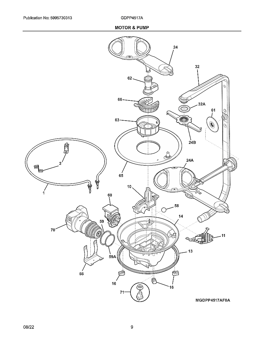 Frigidaire GDPP4517AF0A motor & pump diagram