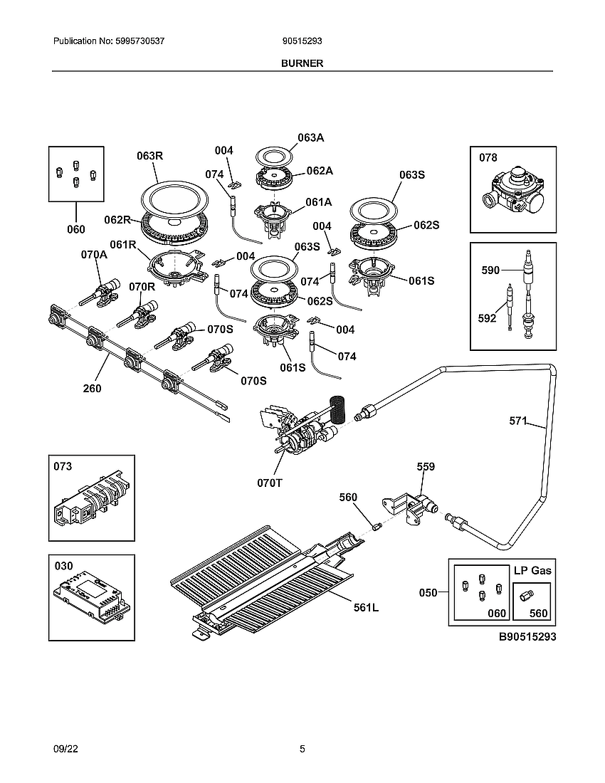 Crosley 90515293 burner diagram