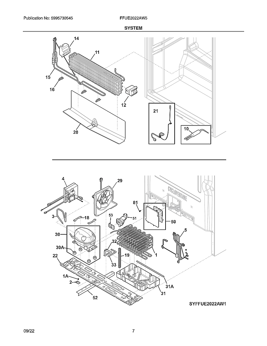 Frigidaire FFUE2022AW5 system diagram