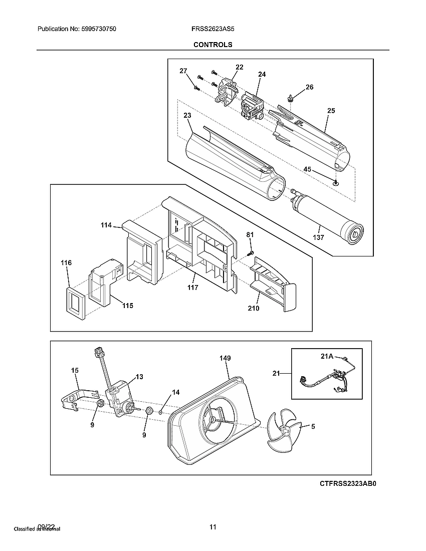 Frigidaire FRSS2623AS5 controls diagram