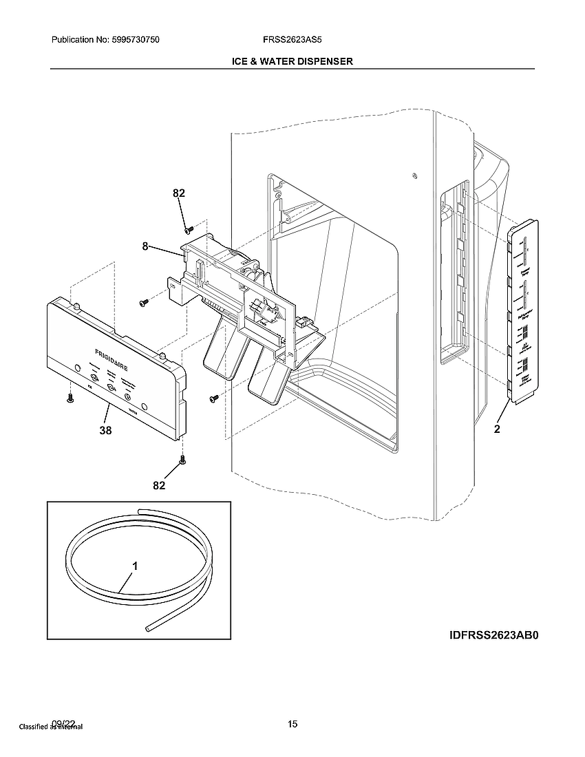 Frigidaire FRSS2623AS5 ice & water dispenser diagram
