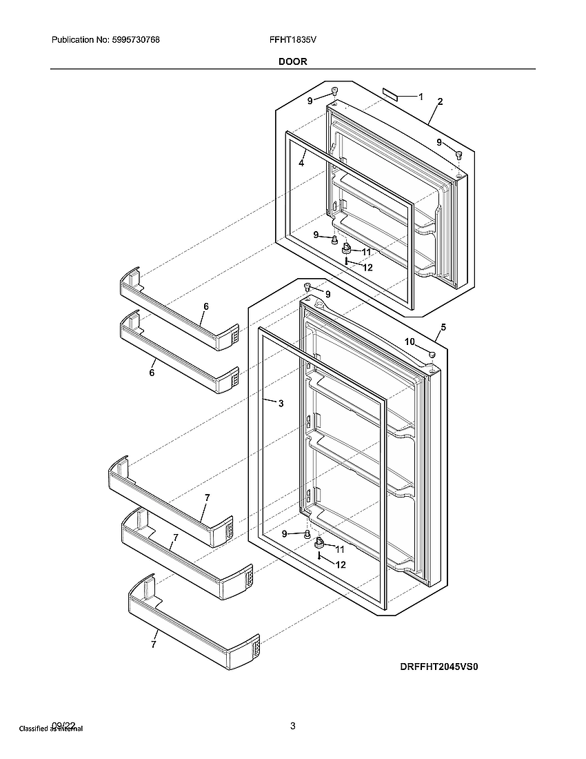 Frigidaire FFHT1835VB1 doors diagram