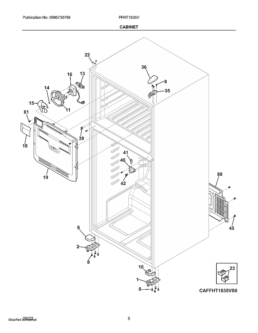 Frigidaire FFHT1835VB1 cabinet diagram