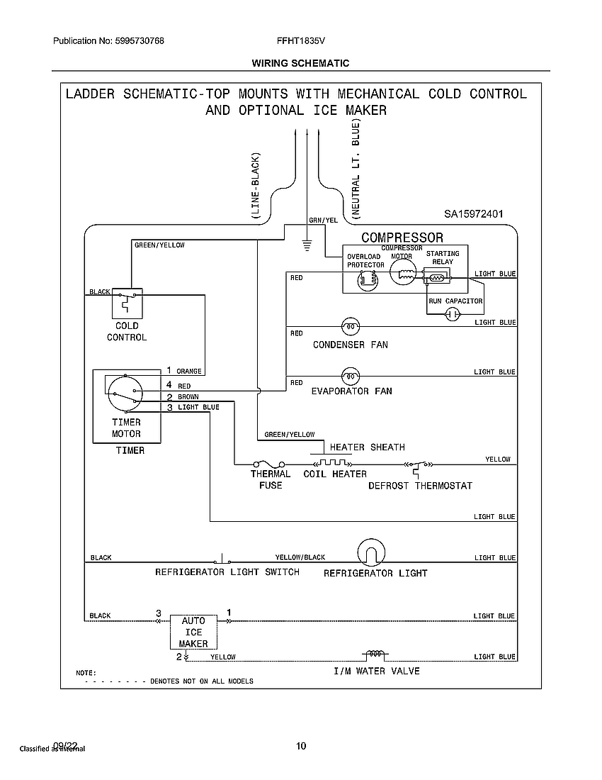 Frigidaire FFHT1835VB1 wiring schematic diagram