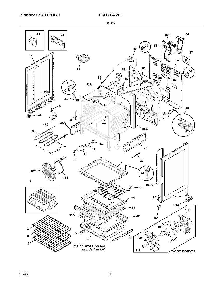 Frigidaire CGEH3047VFE body diagram