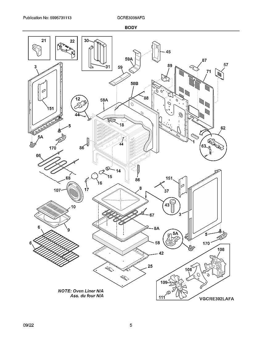 Frigidaire GCRE3038AFG body diagram