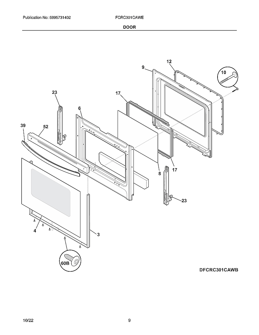 Frigidaire FCRC301CAWE door diagram