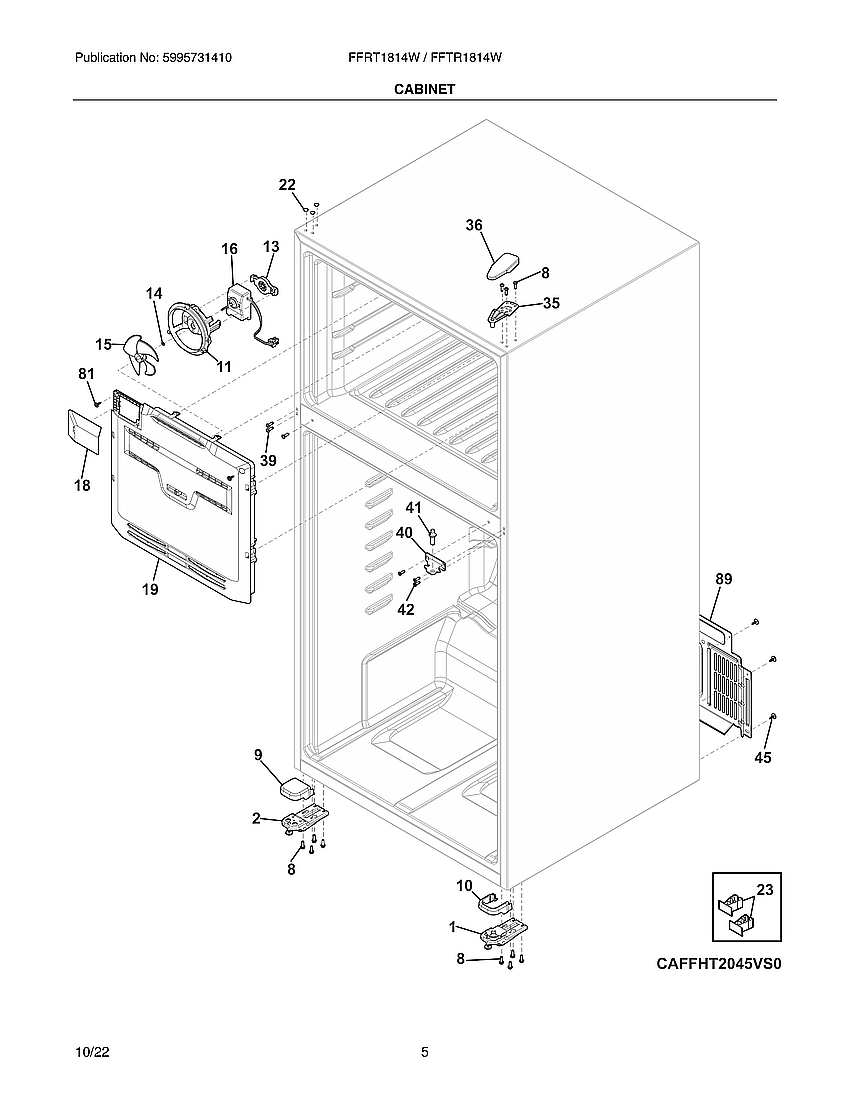 Frigidaire FFTR1814WW2 cabinet diagram