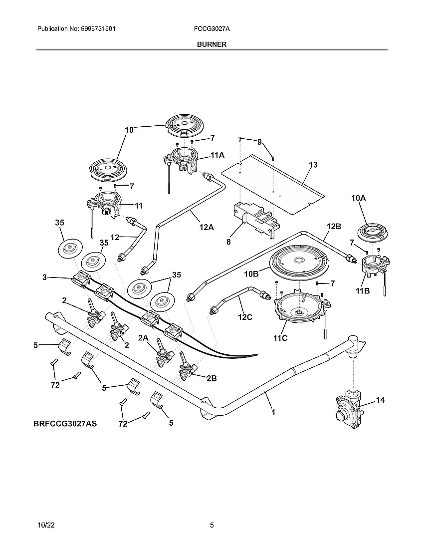 Frigidaire FCCG3027AW burner|brfccg3027as.svg diagram