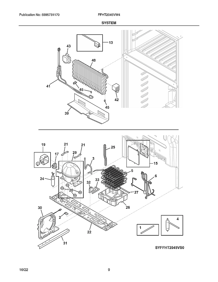 Frigidaire FFHT2045VW4 shelves diagram